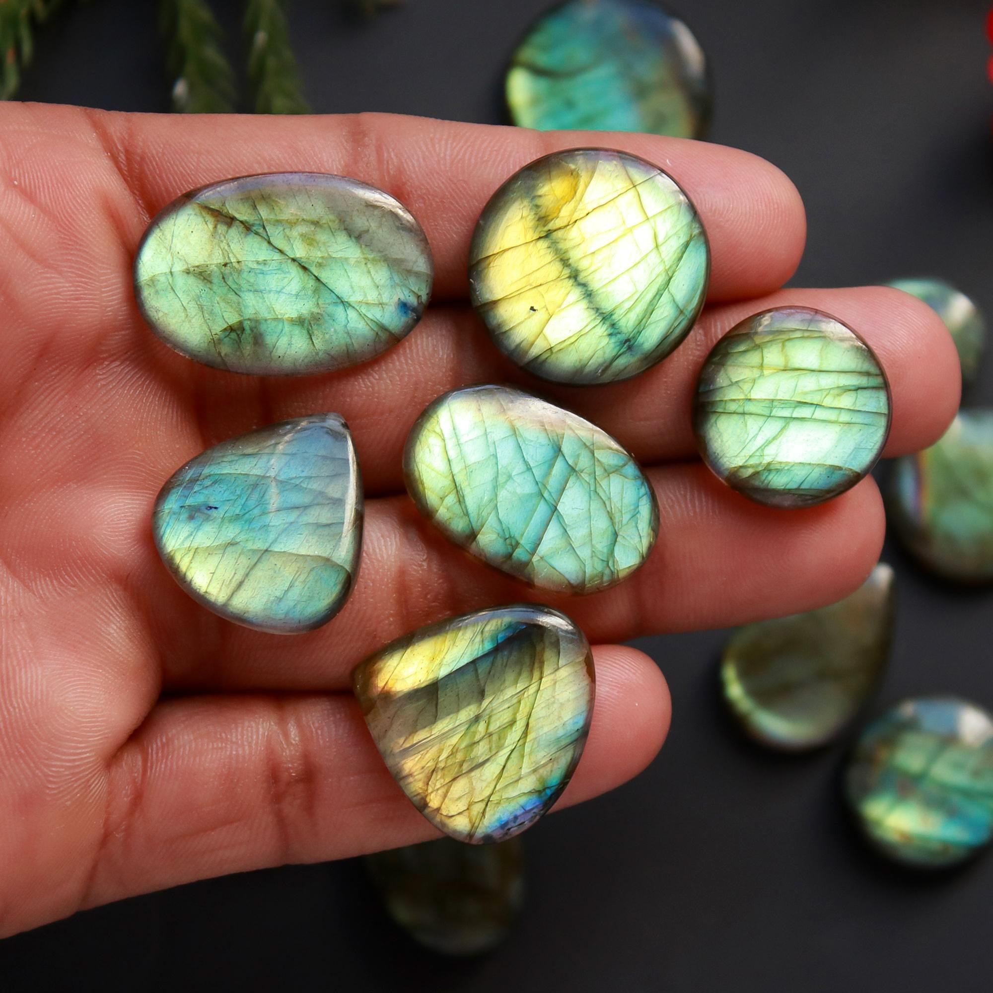 18 Pcs 272 Cts Natural Blue Labradorite Gemstone Cabochon Semi Precious Wholesale Lot Handmade Jewelry Making Supplies Pendant For Her 26x19 19x10 mm13875