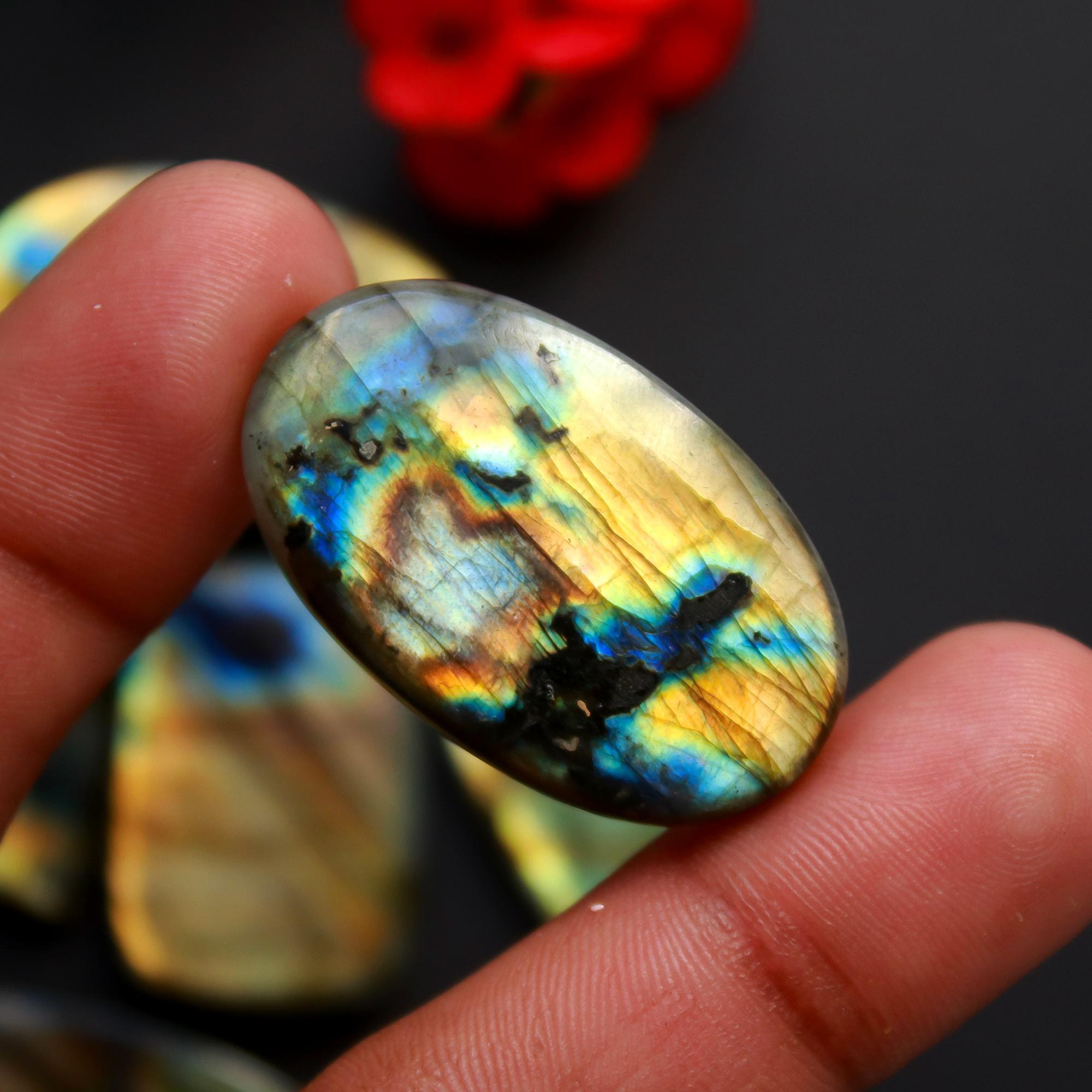 13 Pcs 426 Cts Natural Blue Labradorite Gemstone Cabochon Semi Precious Wholesale Lot Handmade Jewelry Making Supplies Pendant For Her 40x21 20x20 mm13876