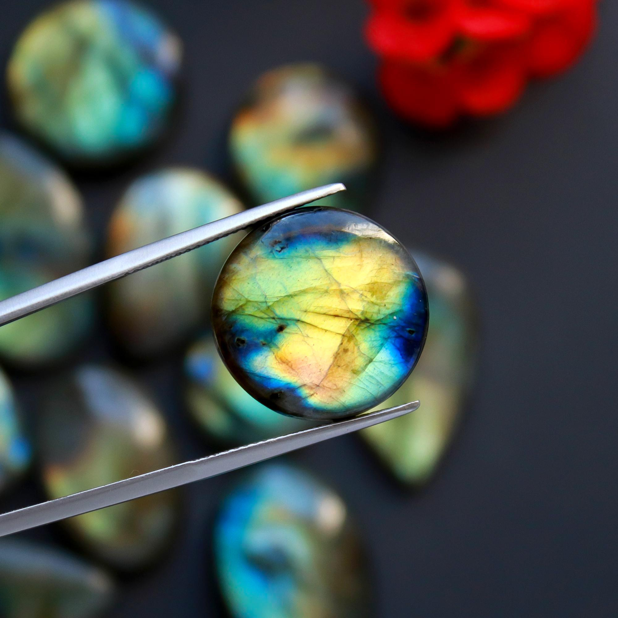 19 Pcs 339 Cts Natural Blue Labradorite Gemstone Cabochon Semi Precious Wholesale Lot Handmade Jewelry Making Supplies Pendant For Her 31x25 15x15 mm13878
