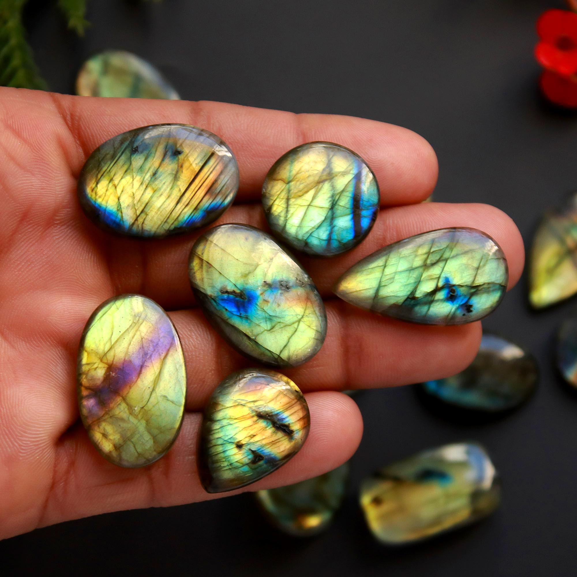 19 Pcs 339 Cts Natural Blue Labradorite Gemstone Cabochon Semi Precious Wholesale Lot Handmade Jewelry Making Supplies Pendant For Her 31x25 15x15 mm13878
