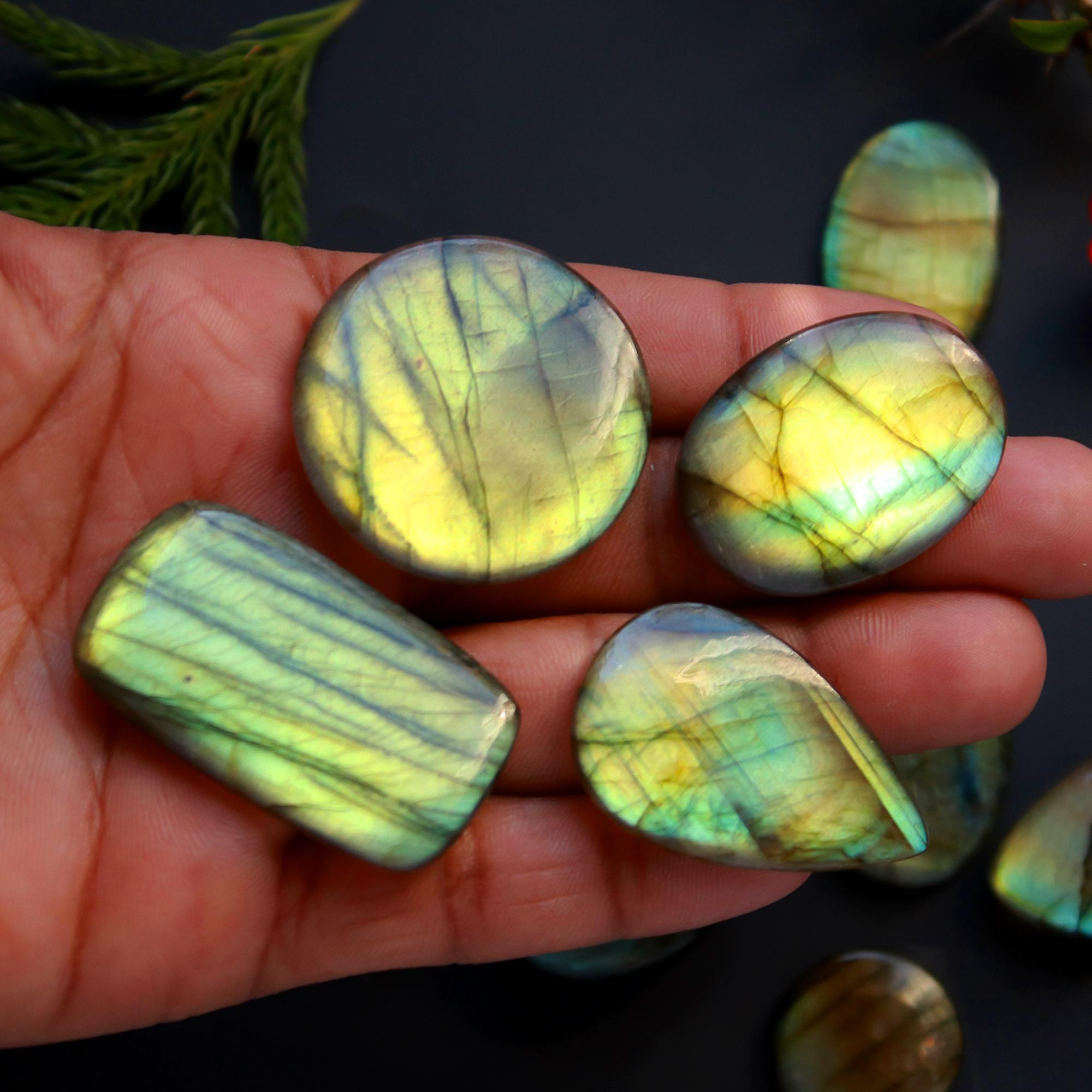14 Pcs 418 Cts Natural Blue Labradorite Gemstone Cabochon Semi Precious Wholesale Lot Handmade Jewelry Making Supplies Pendant For Her 40x22 20x20 mm13879