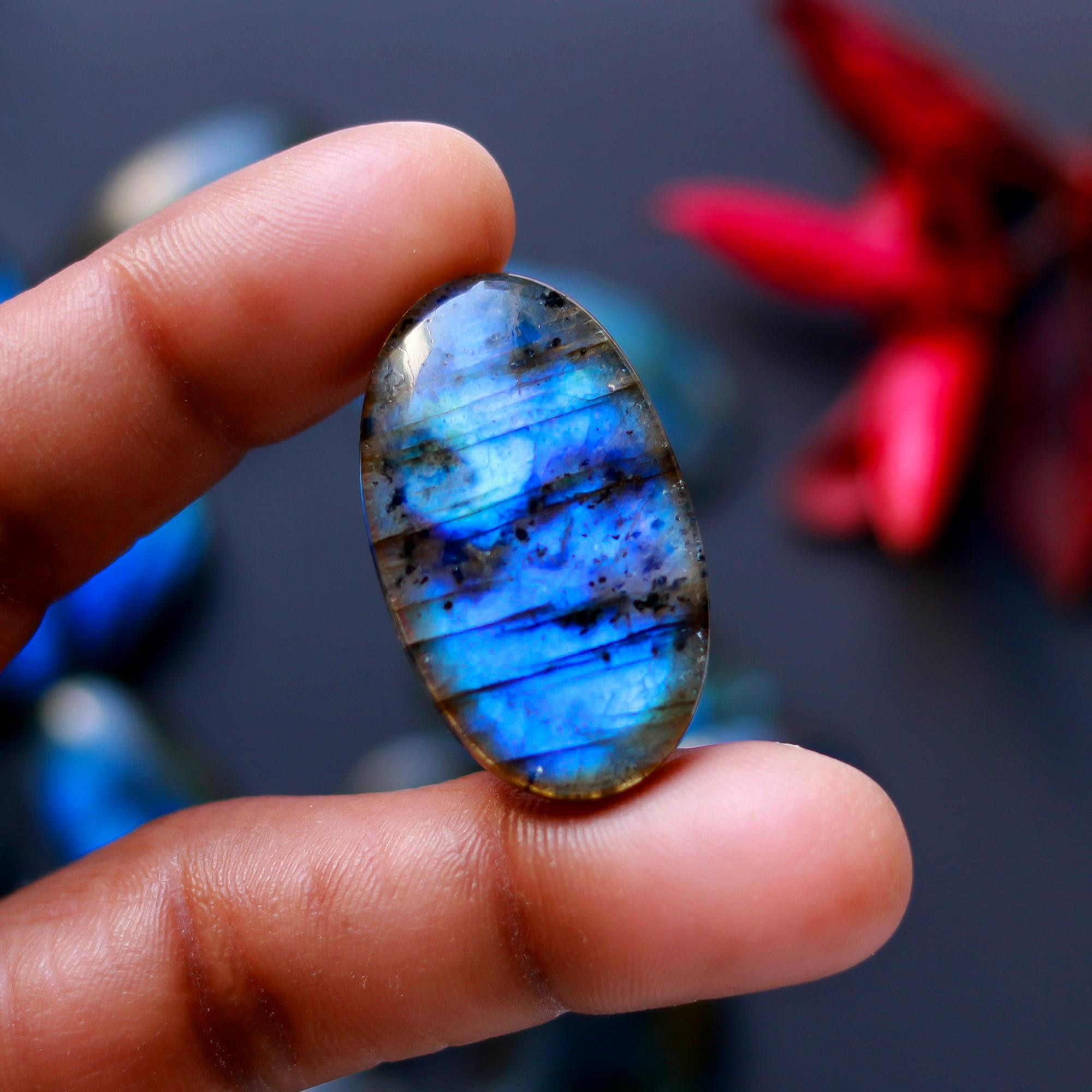 17 Pcs 395 Cts Natural Blue Labradorite Gemstone Cabochon Semi Precious Wholesale Lot Handmade Jewelry Making Supplies Pendant For Her 35x13 30x18 mm13882