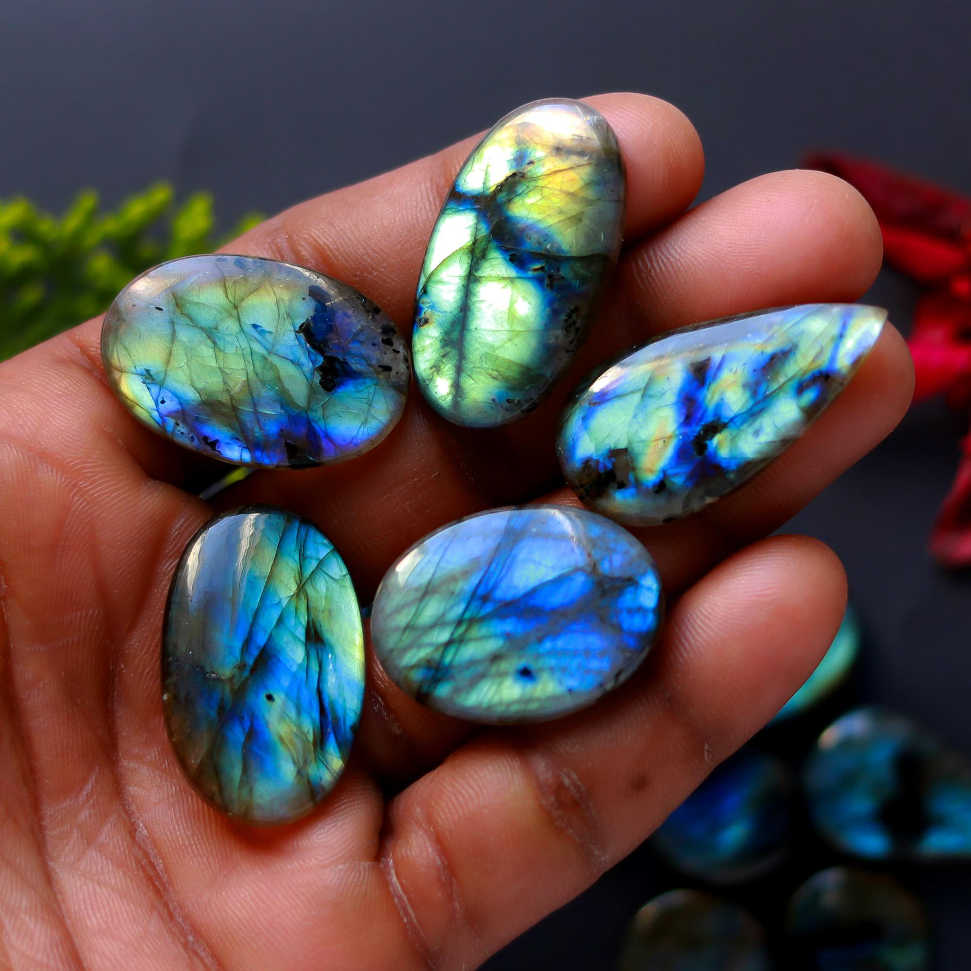 16 Pcs 286 Cts Natural Blue Labradorite Gemstone Cabochon Semi Precious Wholesale Lot Handmade Jewelry Making Supplies Pendant For Her 30x18 19x19 mm13883
