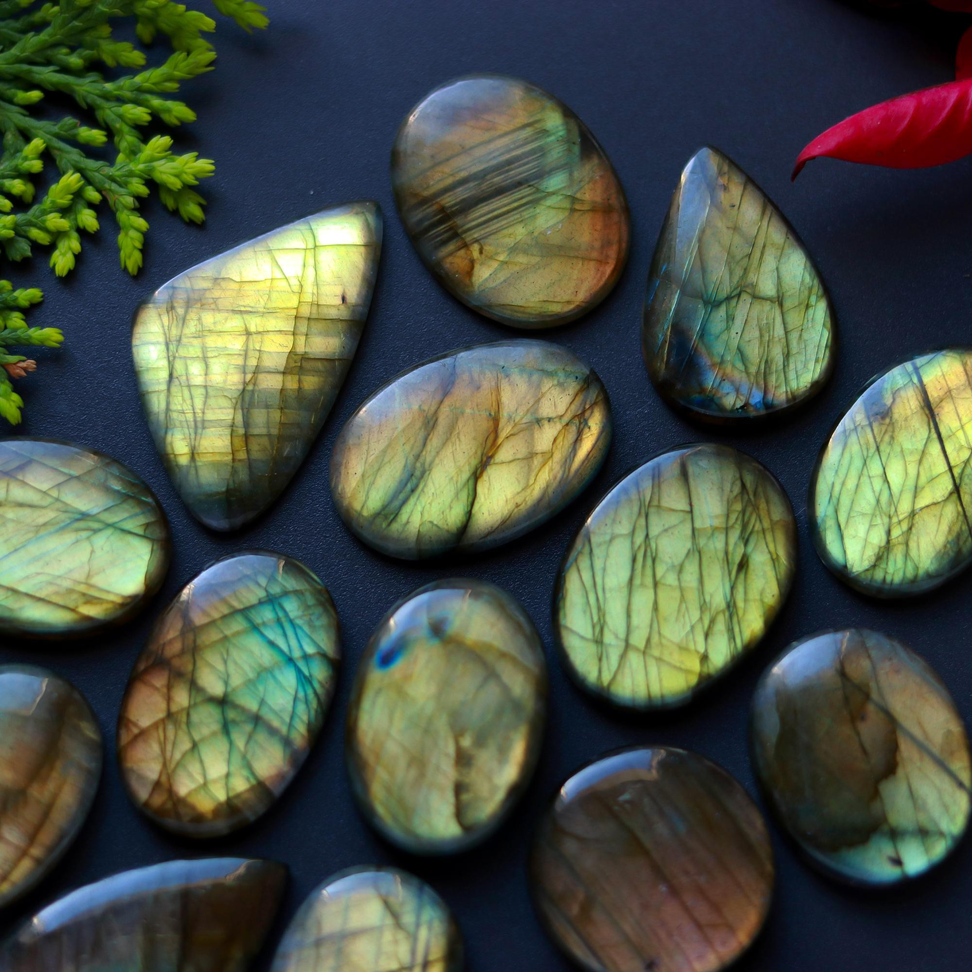 16 Pcs 246 Cts Natural Blue Labradorite Gemstone Cabochon Semi Precious Wholesale Lot Handmade Jewelry Making Supplies Pendant For Her 22x19 15x15 mm13885