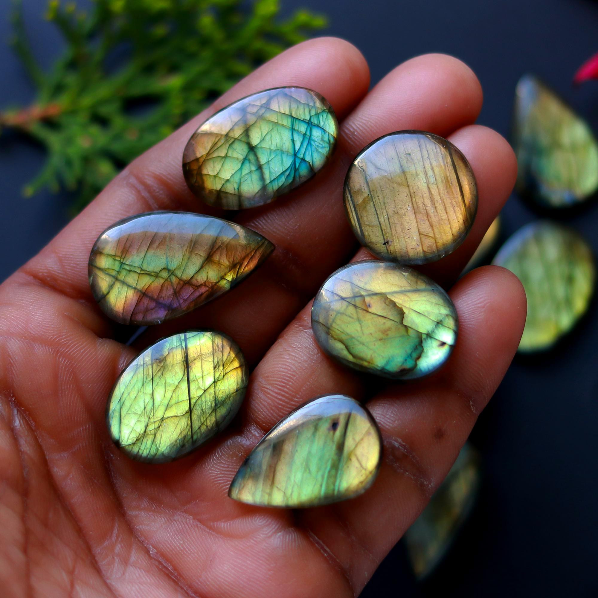 16 Pcs 246 Cts Natural Blue Labradorite Gemstone Cabochon Semi Precious Wholesale Lot Handmade Jewelry Making Supplies Pendant For Her 22x19 15x15 mm13885