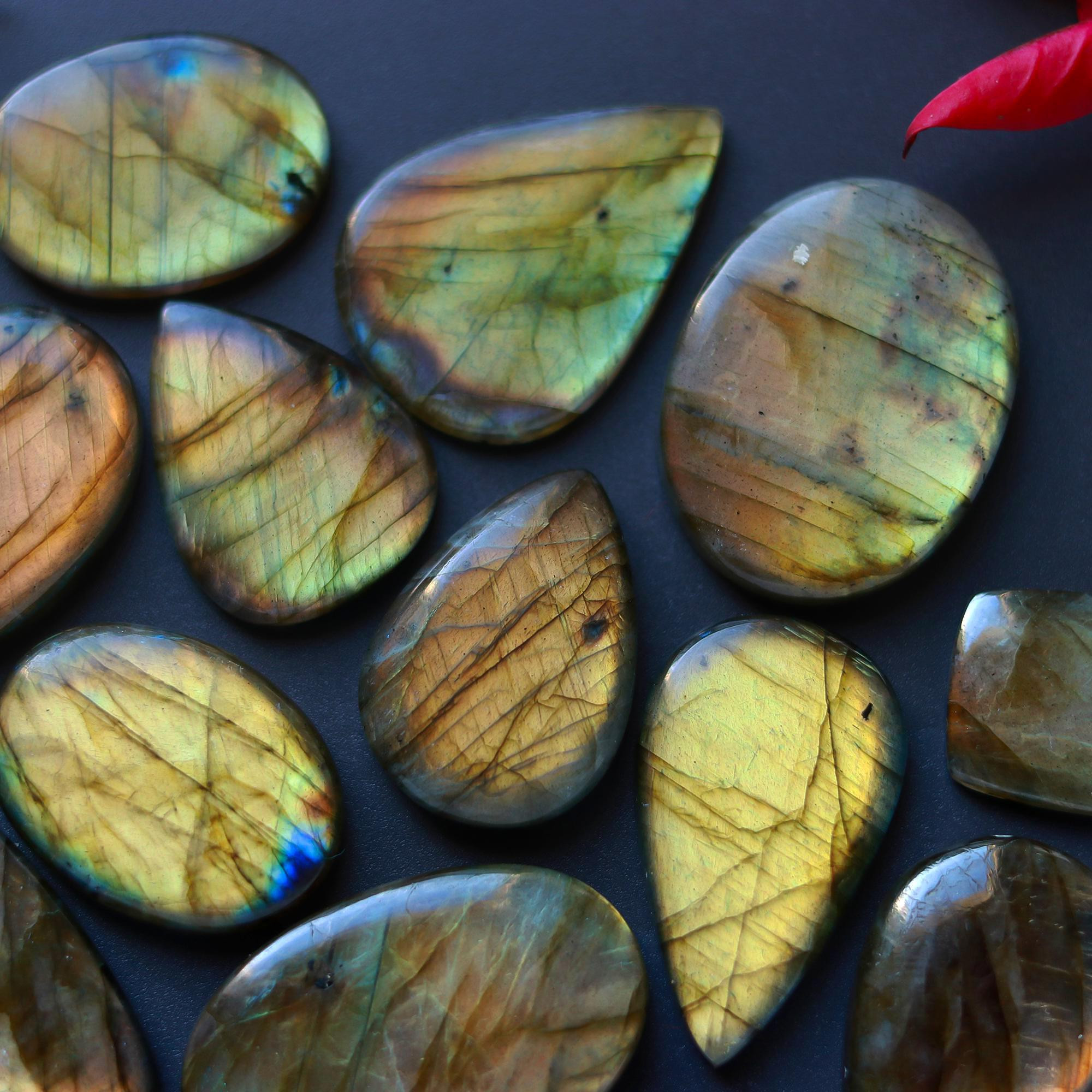 14 Pcs 396 Cts Natural Blue Labradorite Gemstone Cabochon Semi Precious Wholesale Lot Handmade Jewelry Making Supplies Pendant For Her 23x39 29x20 mm13886