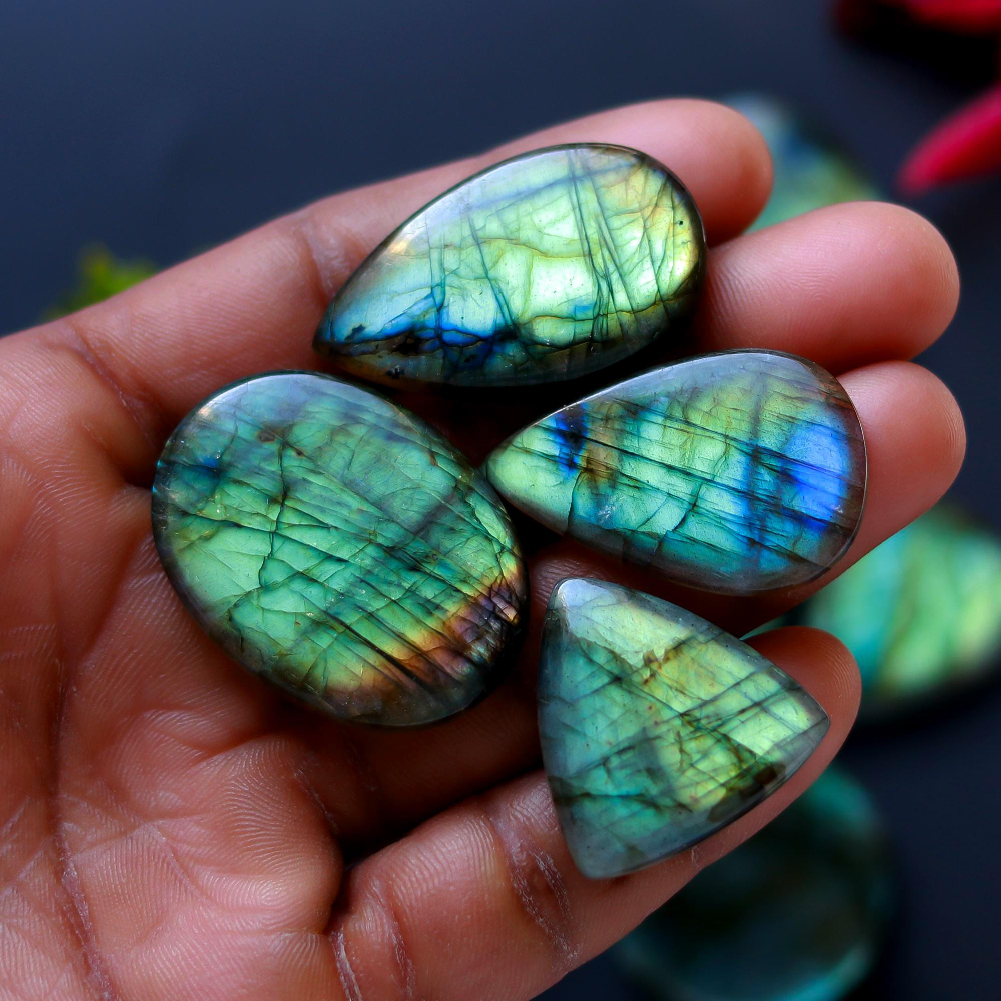 13 Pcs 397 Cts Natural Blue Labradorite Gemstone Cabochon Semi Precious Wholesale Lot Handmade Jewelry Making Supplies Pendant For Her 40x20 25x15 mm13888