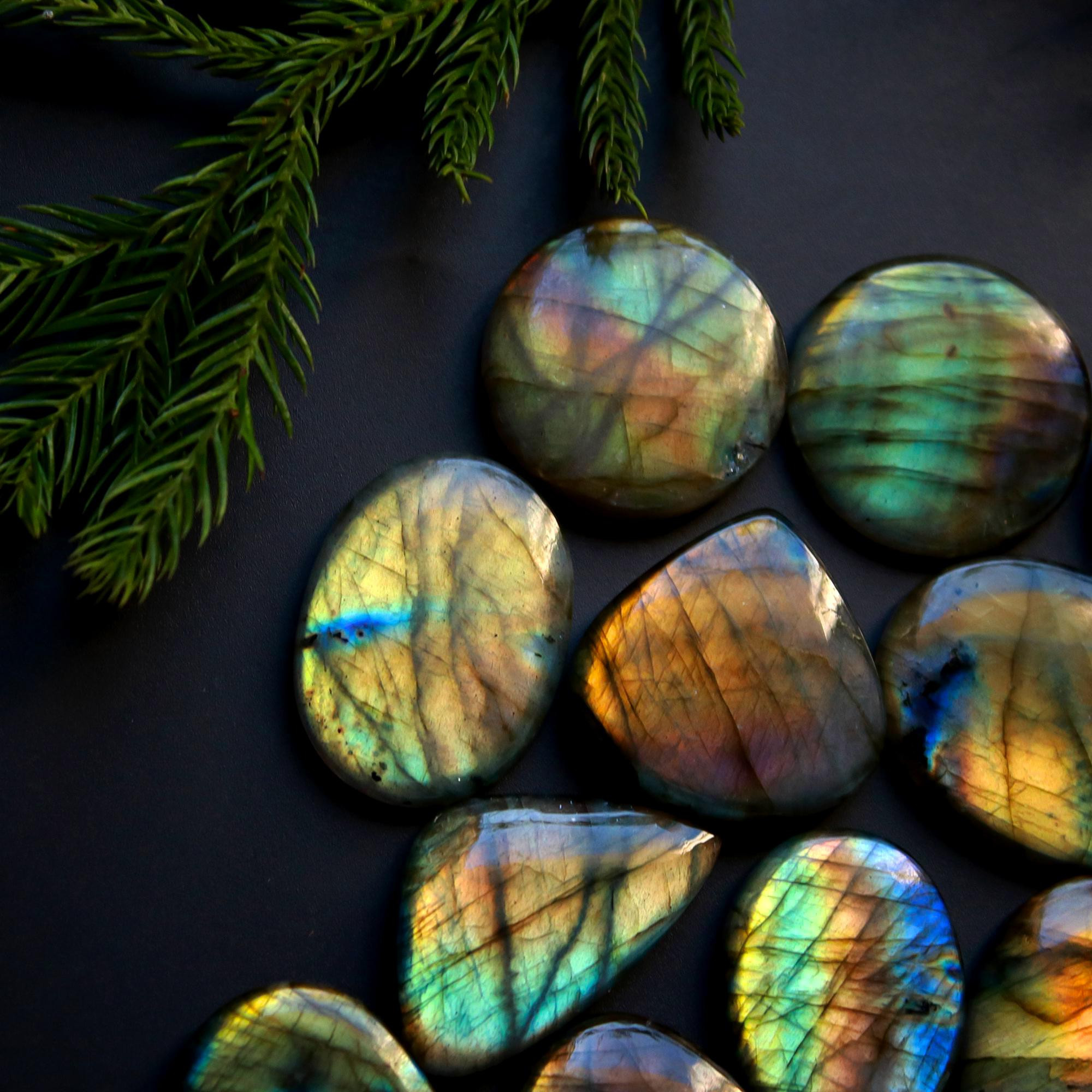 14 Pcs 435 Cts Natural Blue Labradorite Gemstone Cabochon Semi Precious Wholesale Lot Handmade Jewelry Making Supplies Pendant For Her 39x25 22x22 mm13891