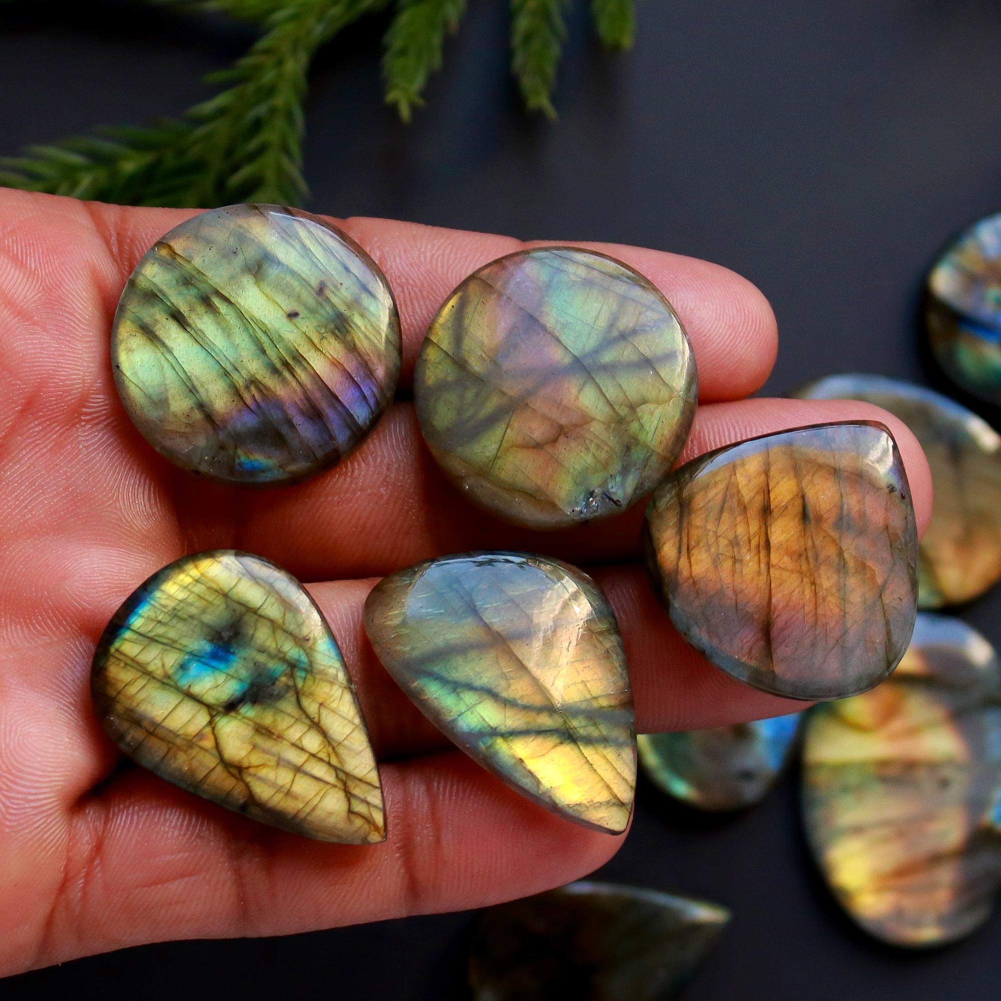 14 Pcs 435 Cts Natural Blue Labradorite Gemstone Cabochon Semi Precious Wholesale Lot Handmade Jewelry Making Supplies Pendant For Her 39x25 22x22 mm13891