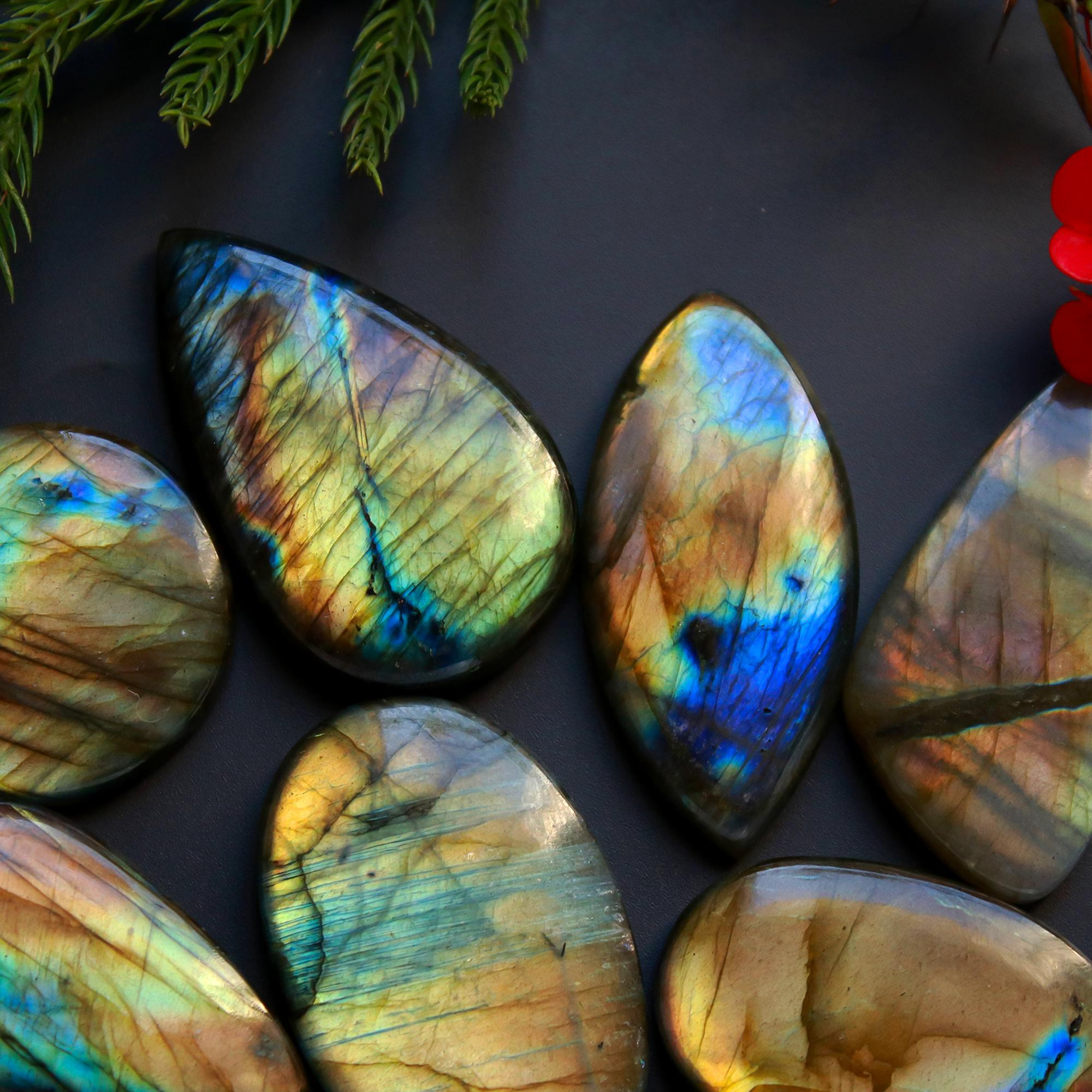 9 Pcs 518 Cts Natural Blue Labradorite Gemstone Cabochon Semi Precious Wholesale Lot Handmade Jewelry Making Supplies Pendant For Her 45x30 30x26 mm13894