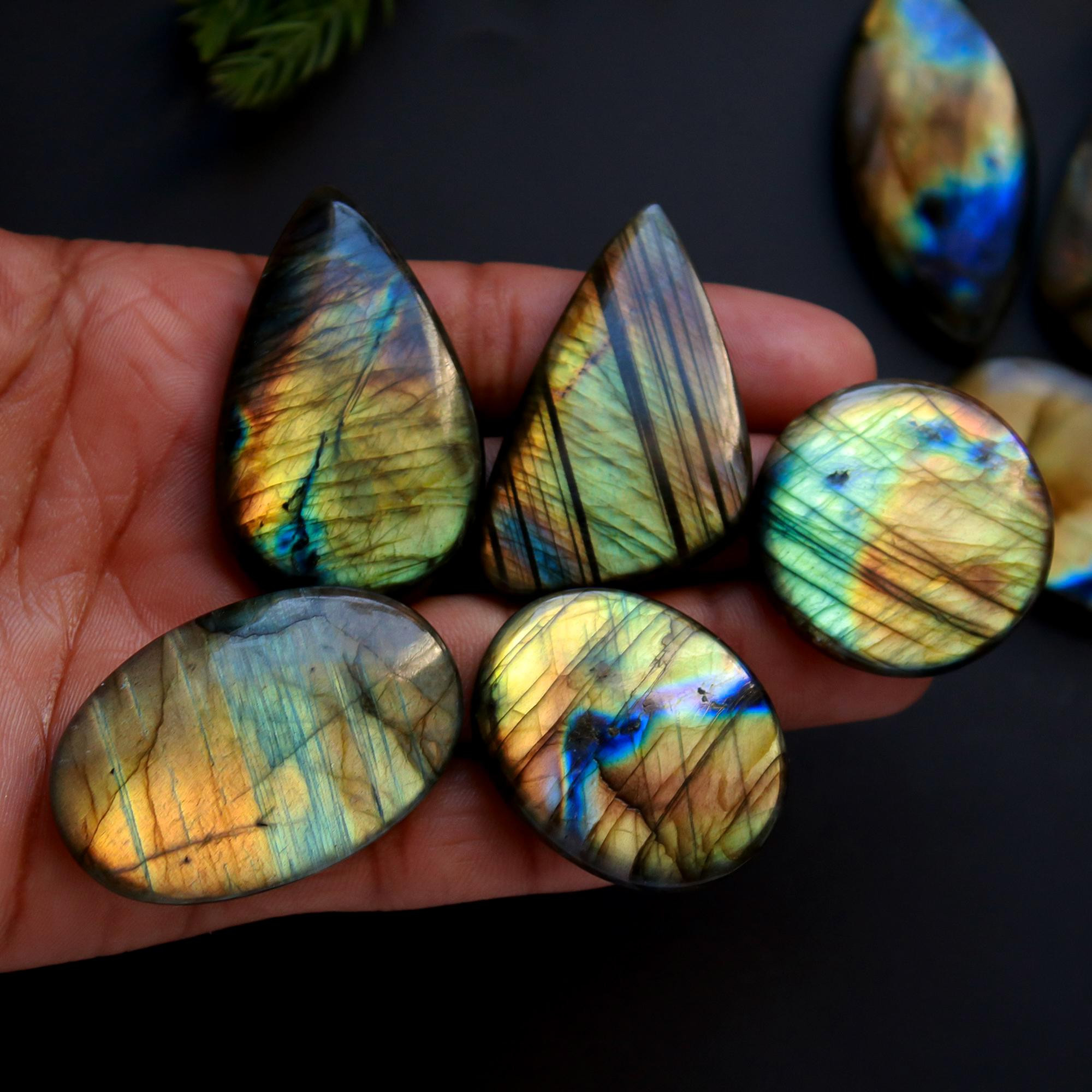 9 Pcs 518 Cts Natural Blue Labradorite Gemstone Cabochon Semi Precious Wholesale Lot Handmade Jewelry Making Supplies Pendant For Her 45x30 30x26 mm13894