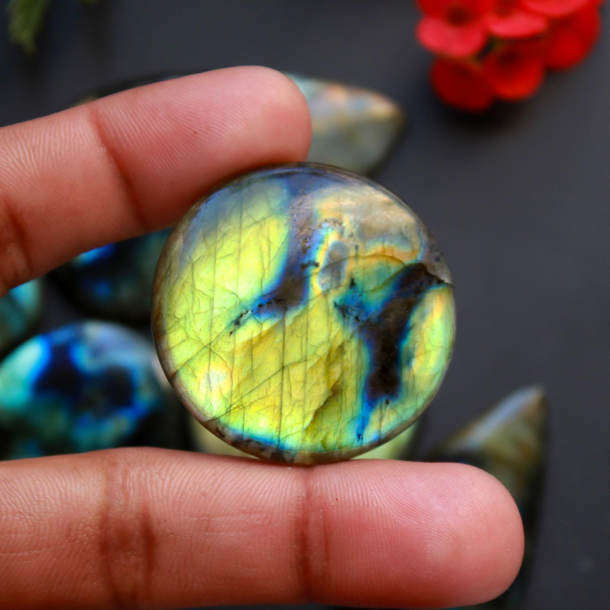 7 Pcs 406 Cts Natural Blue Labradorite Gemstone Cabochon Semi Precious Wholesale Lot Handmade Jewelry Making Supplies Pendant For Her 55x32 40x20mm13895