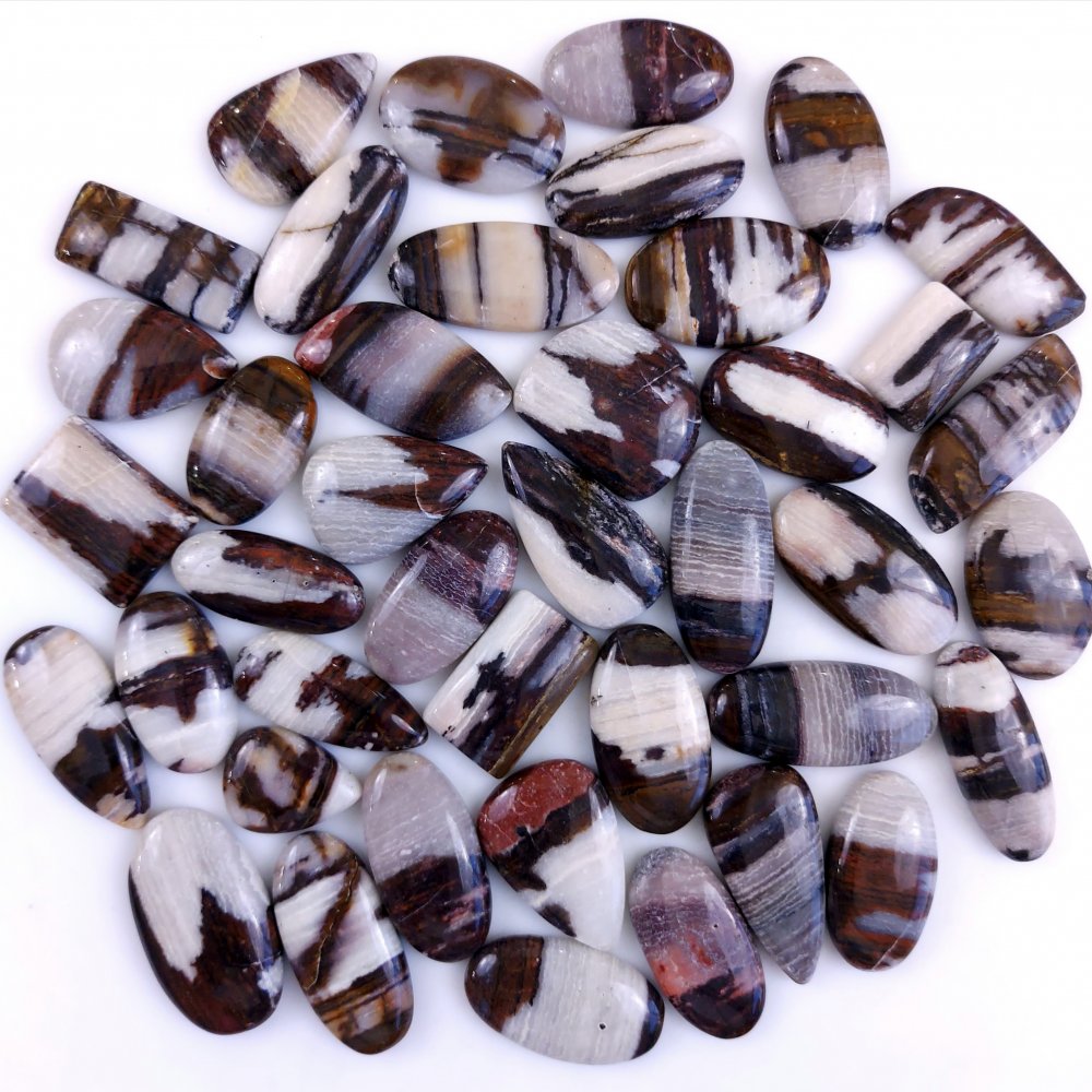 41Pcs 1119Cts Natural Brown Banded Jasper Loose Cabochon Gemstone Lot  for Jewelry Making 35x20  20x15mm#1390