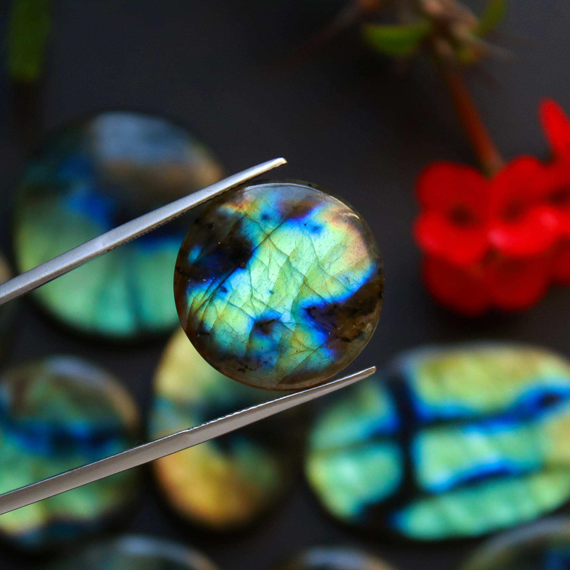 15 Pcs 409 Cts Natural Blue Labradorite Gemstone Cabochon Semi Precious Wholesale Lot Handmade Jewelry Making Supplies Pendant For Her 40x23 20x20mm13903