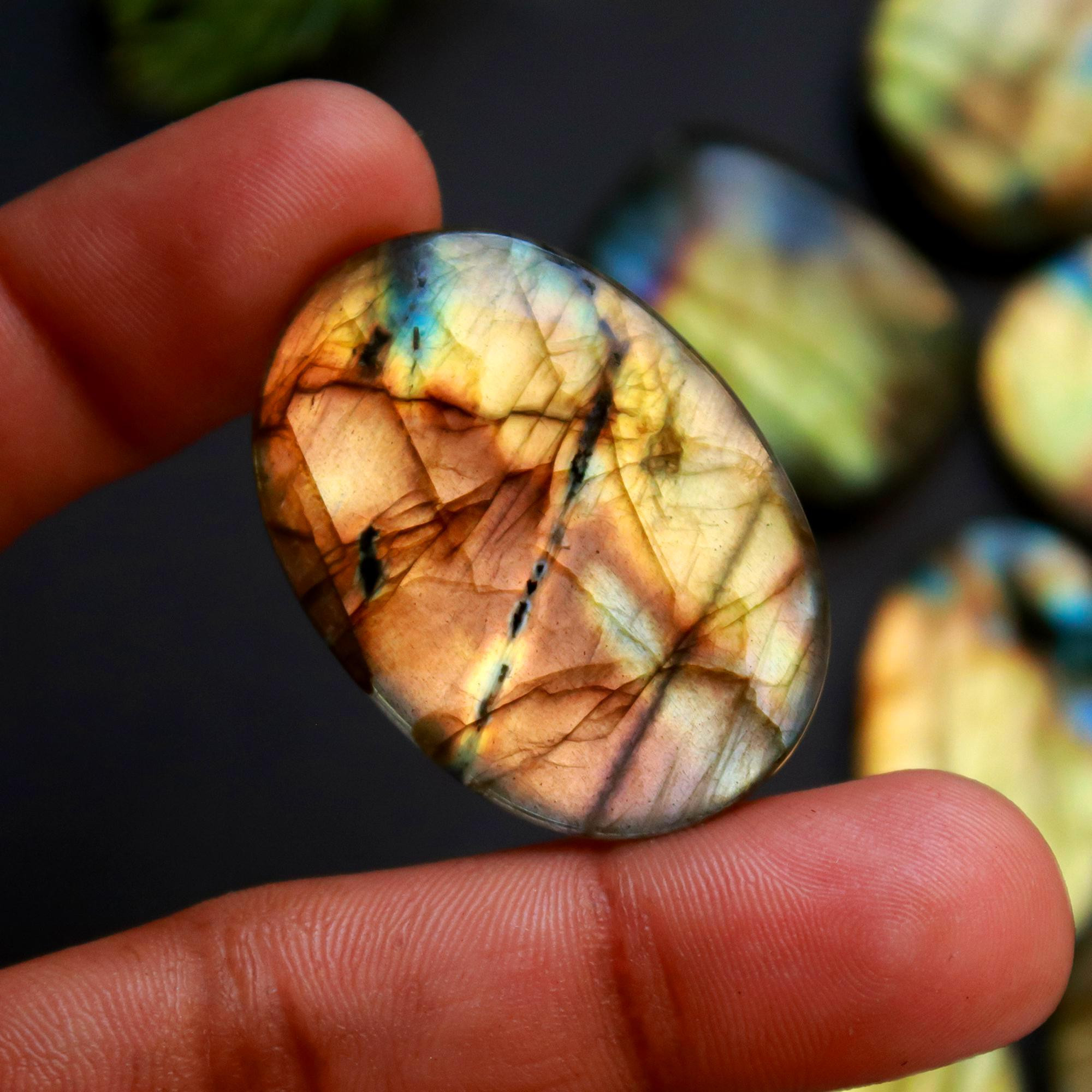 13 Pcs 373 Cts Natural Blue Labradorite Gemstone Cabochon Semi Precious Wholesale Lot Handmade Jewelry Making Supplies Pendant For Her 37x25 26x19mm13905