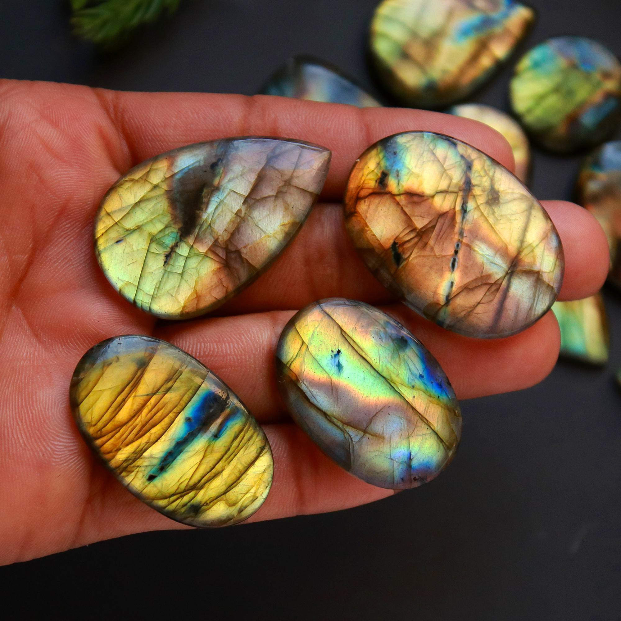 13 Pcs 373 Cts Natural Blue Labradorite Gemstone Cabochon Semi Precious Wholesale Lot Handmade Jewelry Making Supplies Pendant For Her 37x25 26x19mm13905