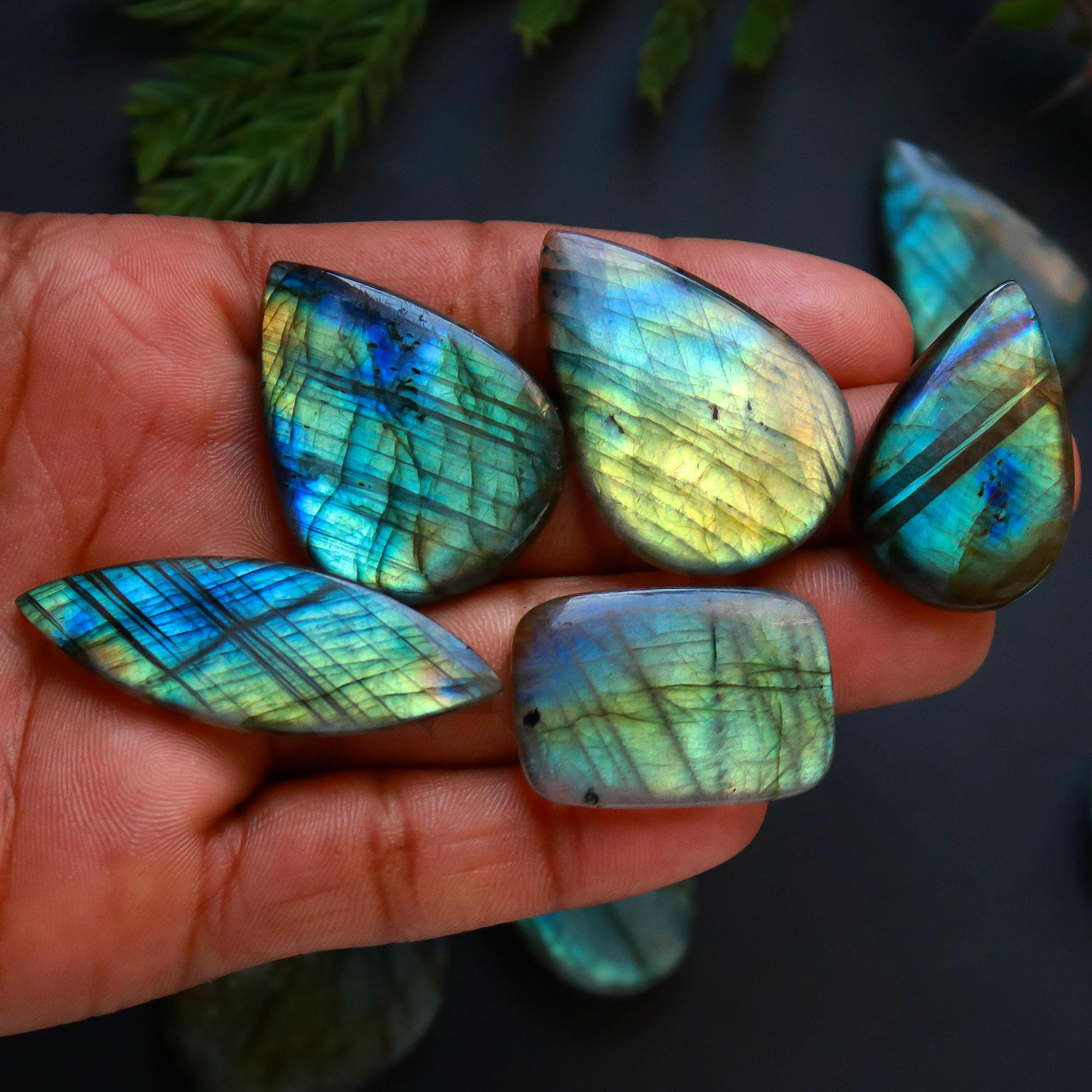 13 Pcs 353 Cts Natural Blue Labradorite Gemstone Cabochon Semi Precious Wholesale Lot Handmade Jewelry Making Supplies Pendant For Her 45x15 25x20mm13906