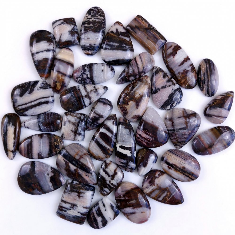 33Pcs 777Cts Natural Brown Banded Jasper Loose Cabochon Gemstone Lot  for Jewelry Making 32x20 18x14mm#1391