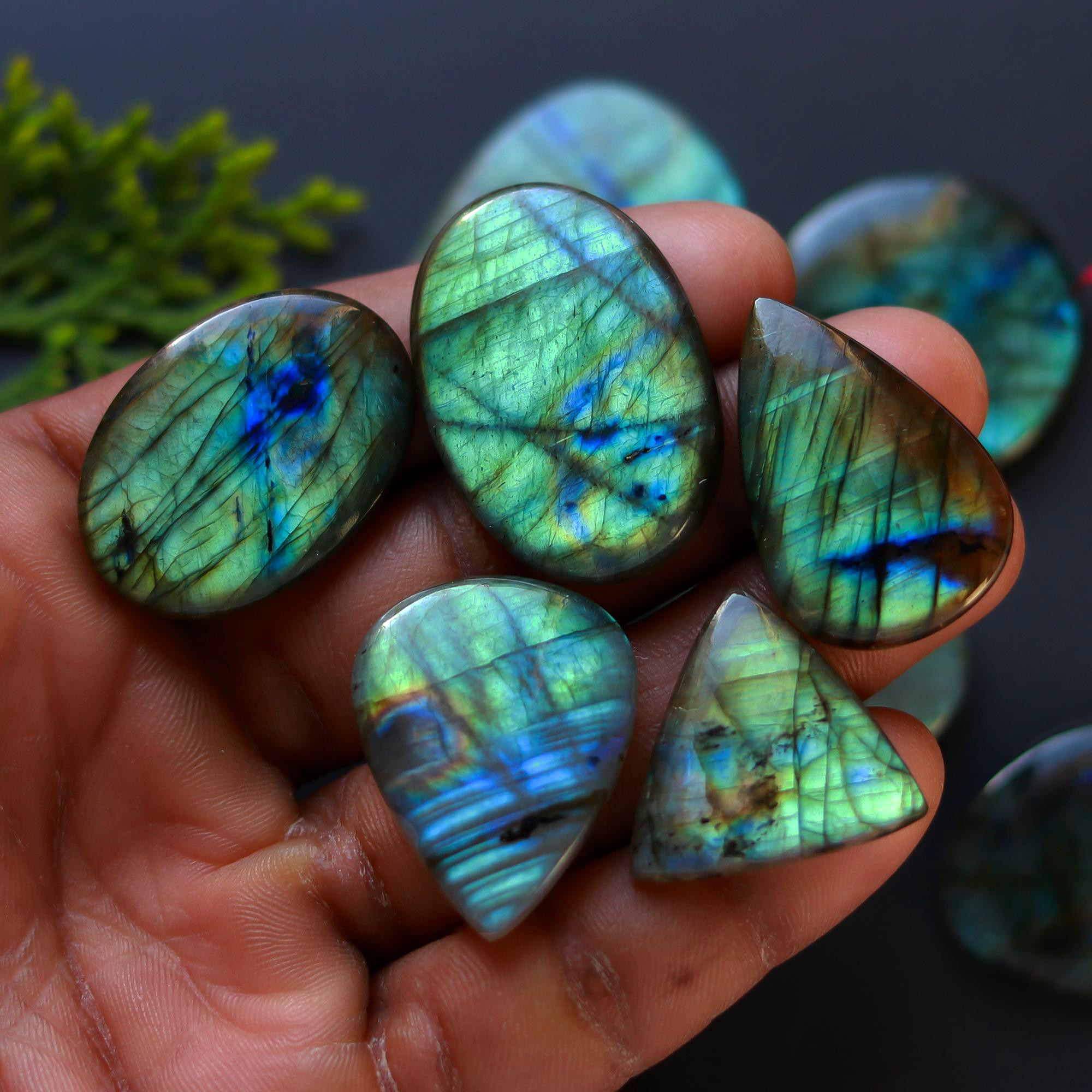 14 Pcs 396 Cts Natural Blue Labradorite Gemstone Cabochon Semi Precious Wholesale Lot Handmade Jewelry Making Supplies Pendant For Her 39x26 21x21mm13912