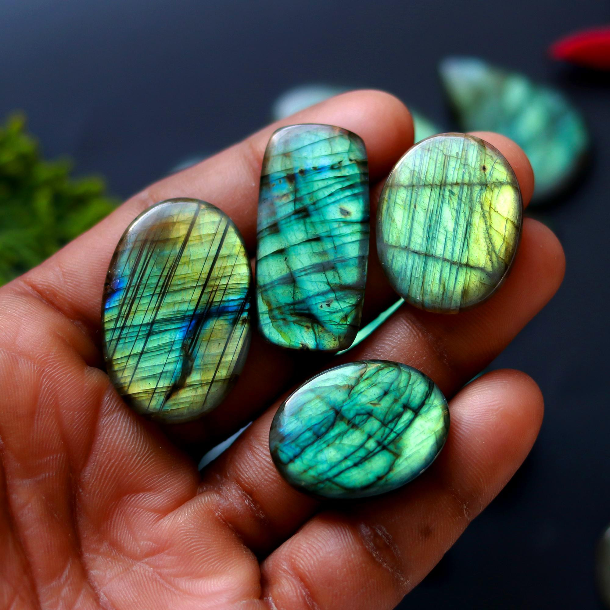 15 Pcs 390 Cts Natural Blue Labradorite Gemstone Cabochon Semi Precious Wholesale Lot Handmade Jewelry Making Supplies Pendant For Her 30x20 25x30mm13913