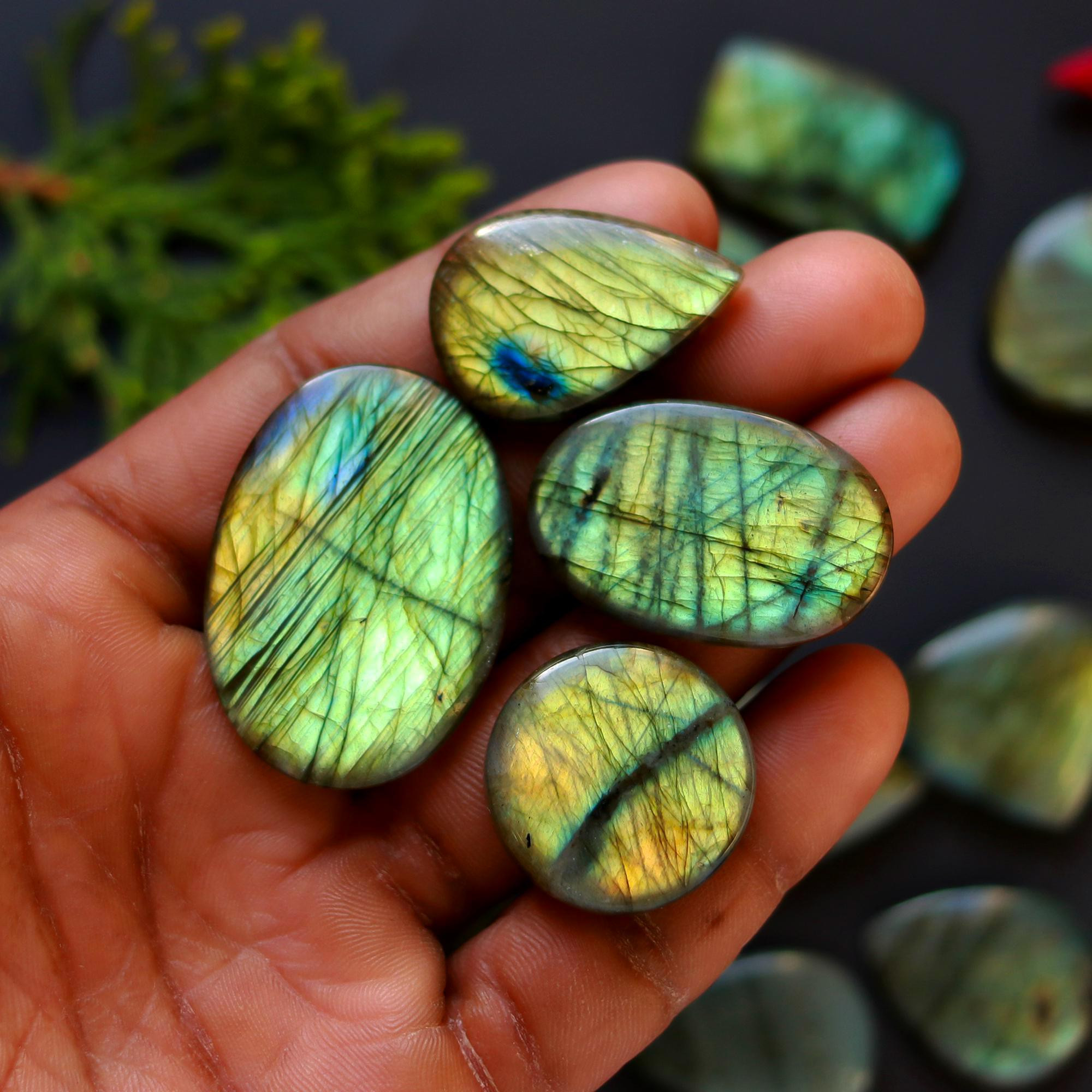 13 Pcs 336 Cts Natural Blue Labradorite Gemstone Cabochon Semi Precious Wholesale Lot Handmade Jewelry Making Supplies Pendant For Her 40x21 23x20mm13914