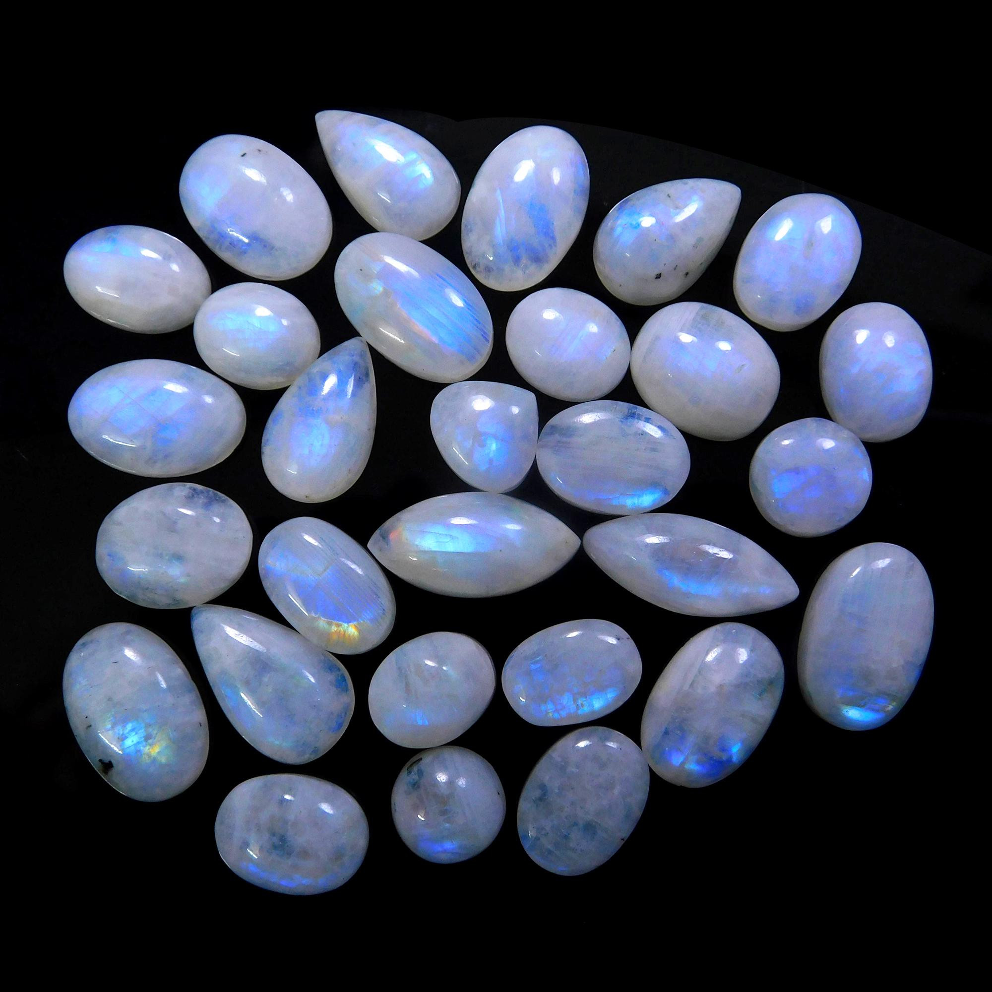 29 Pcs 226 Cts Natural Rainbow Moonstone Gemstone Cabochon Lot 9x9-20x8mm13966