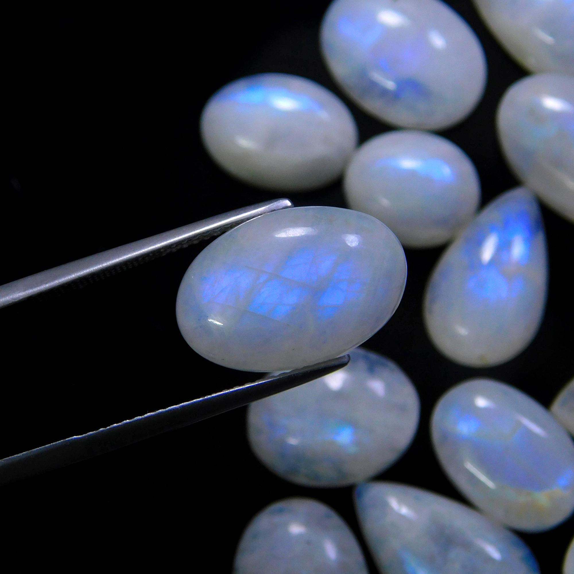 29 Pcs 226 Cts Natural Rainbow Moonstone Gemstone Cabochon Lot 9x9-20x8mm13966