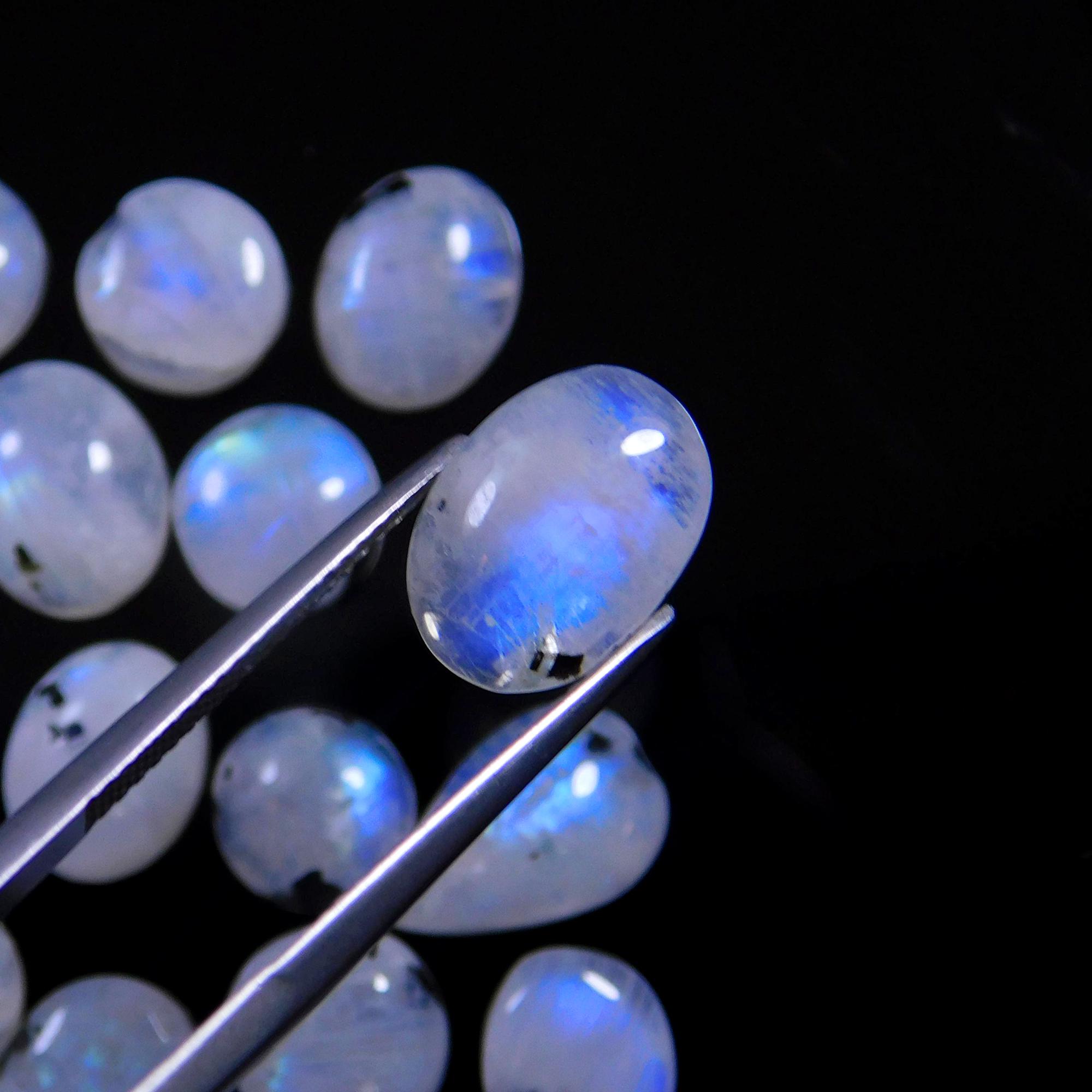 33 Pcs 117 Cts Natural Rainbow Moonstone Gemstone Cabochon Lot 7x7-12x8mm13981