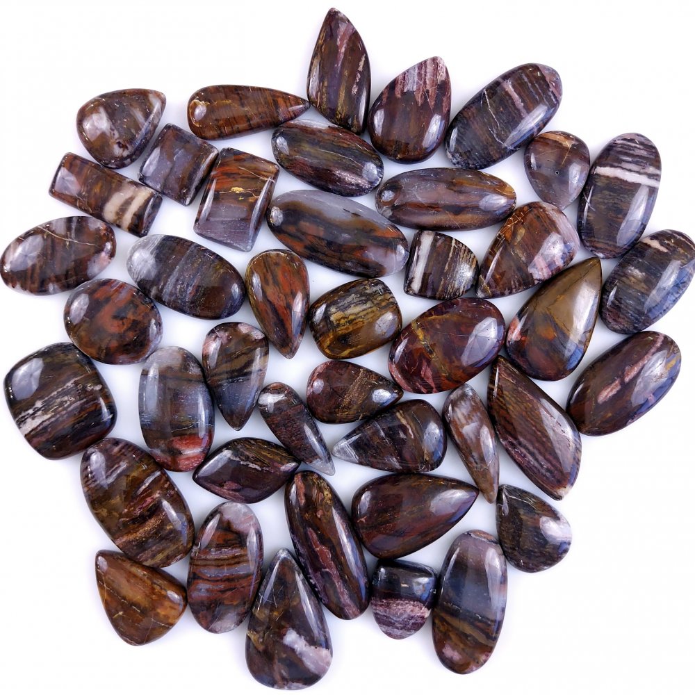 31Pcs 738Cts Natural Brown Banded Jasper Loose Cabochon Gemstone Lot  for Jewelry Making 38x15 24x10mm#1404