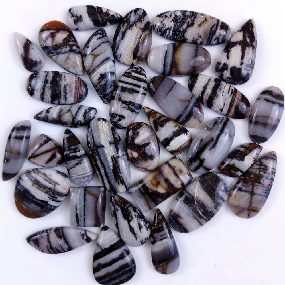 42Pcs 1029Cts Natural Brown Banded Jasper Loose Cabochon Gemstone Lot  for Jewelry Making 36x18 18x14mm#1405