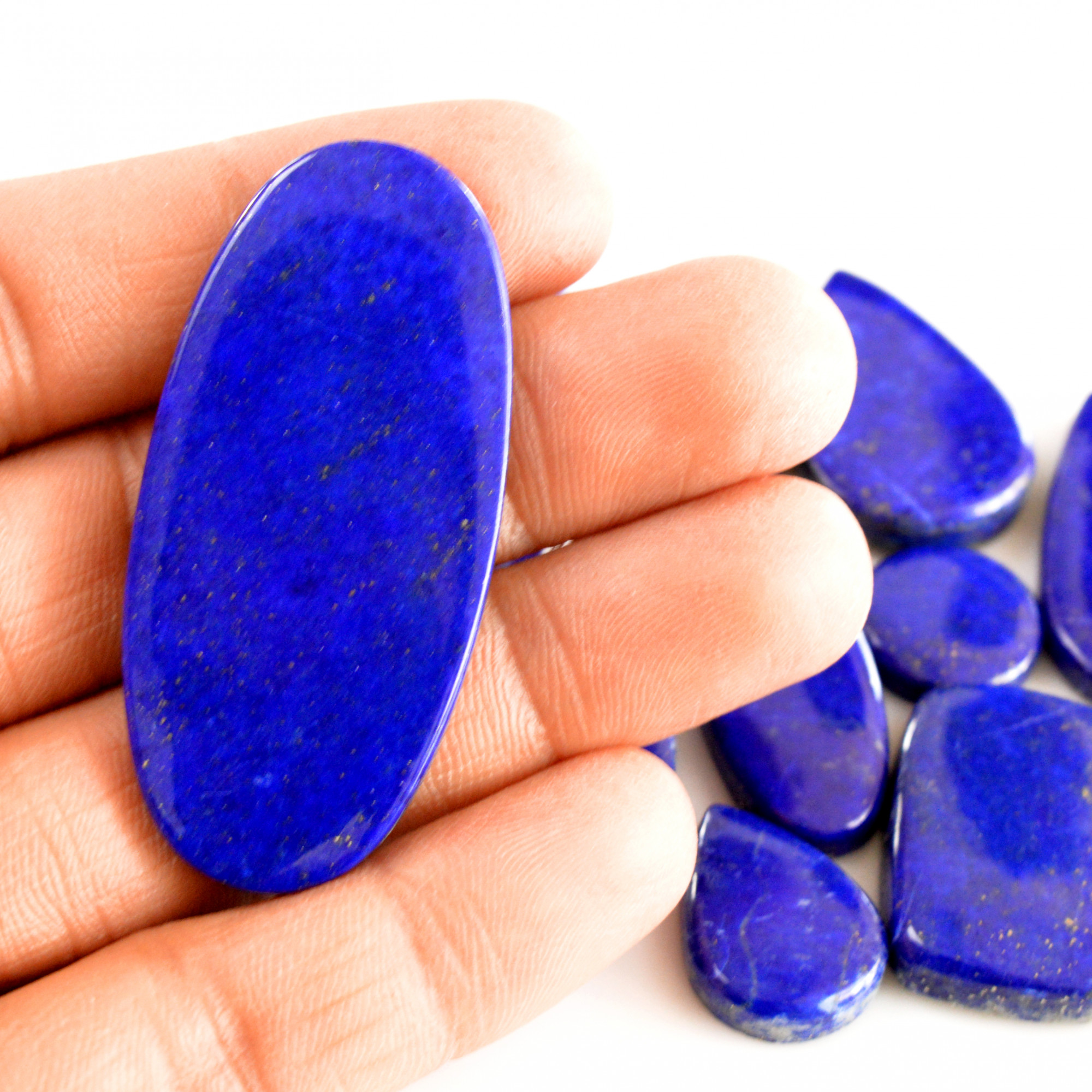 12 Pcs 312 Cts Natural Lapis Lazuli Cabochon Gemstone Lot For Jewelry Making 16x10-53x24mmR-14060