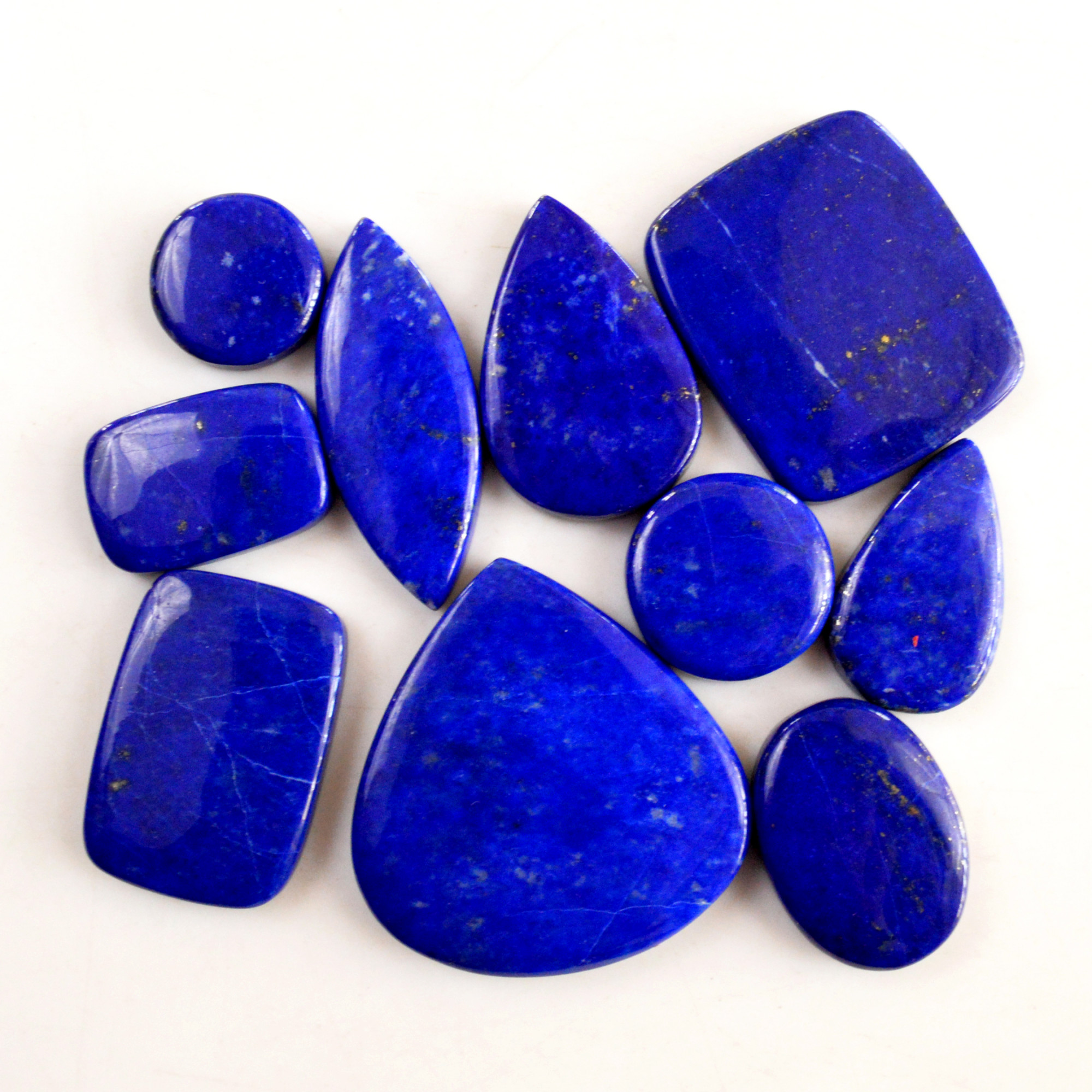10 Pcs 324 Cts Natural Lapis Lazuli Cabochon Gemstone Lot For Jewelry Making 15x15-36x35mmR-14061