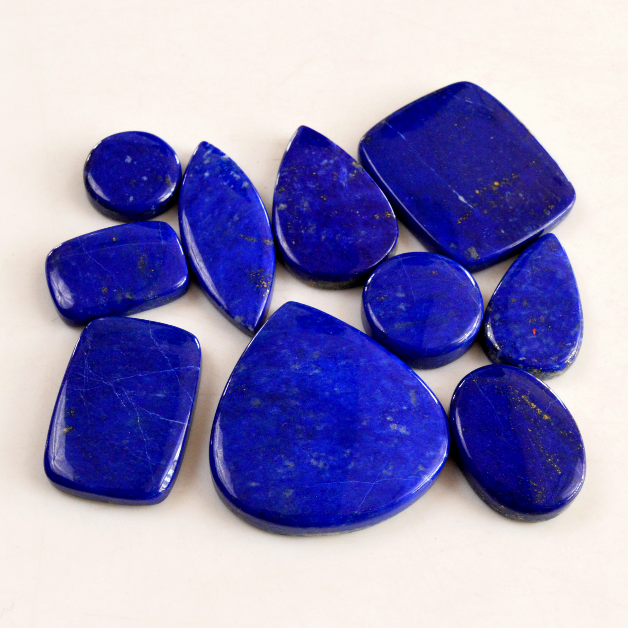 10 Pcs 324 Cts Natural Lapis Lazuli Cabochon Gemstone Lot For Jewelry Making 15x15-36x35mmR-14061
