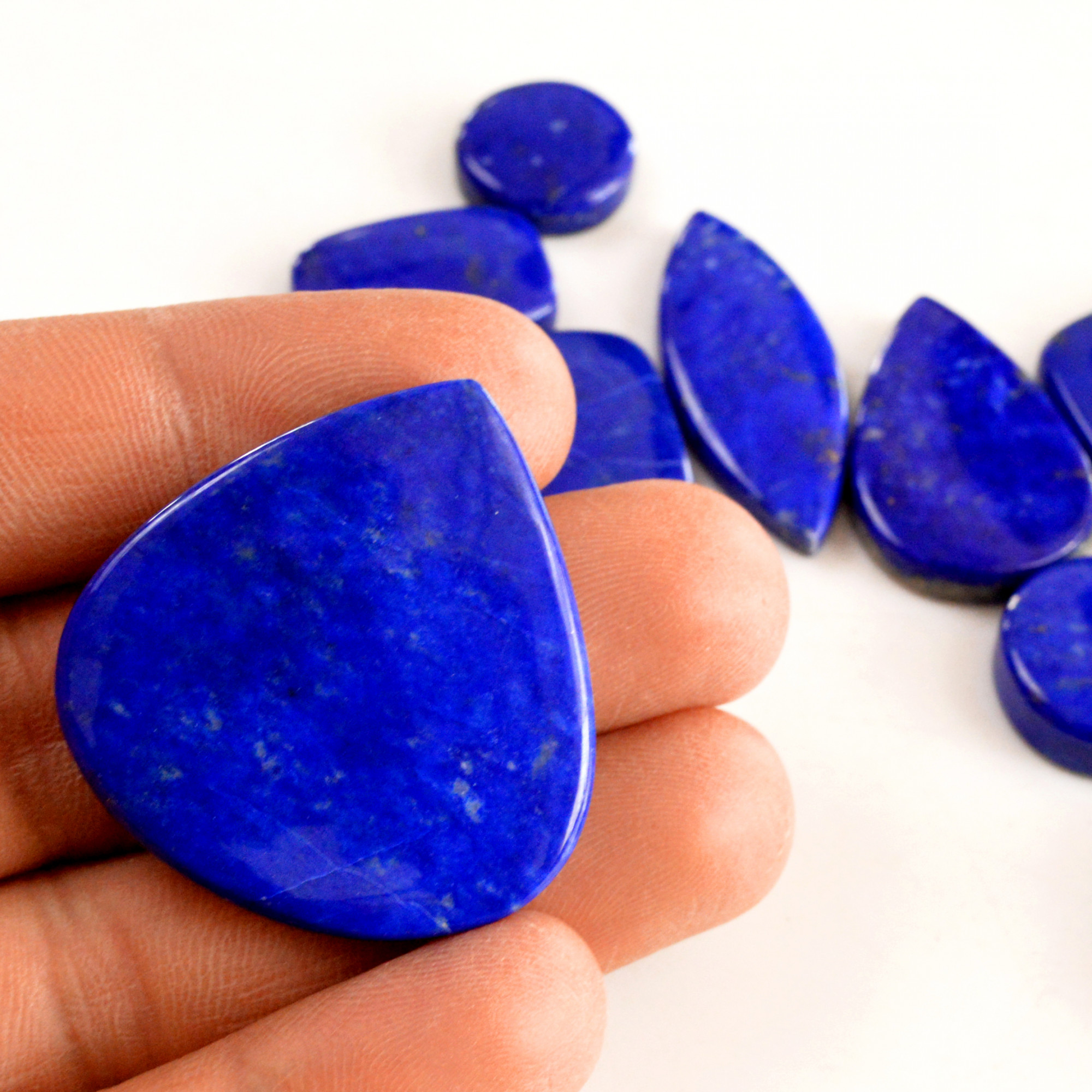 10 Pcs 324 Cts Natural Lapis Lazuli Cabochon Gemstone Lot For Jewelry Making 15x15-36x35mmR-14061