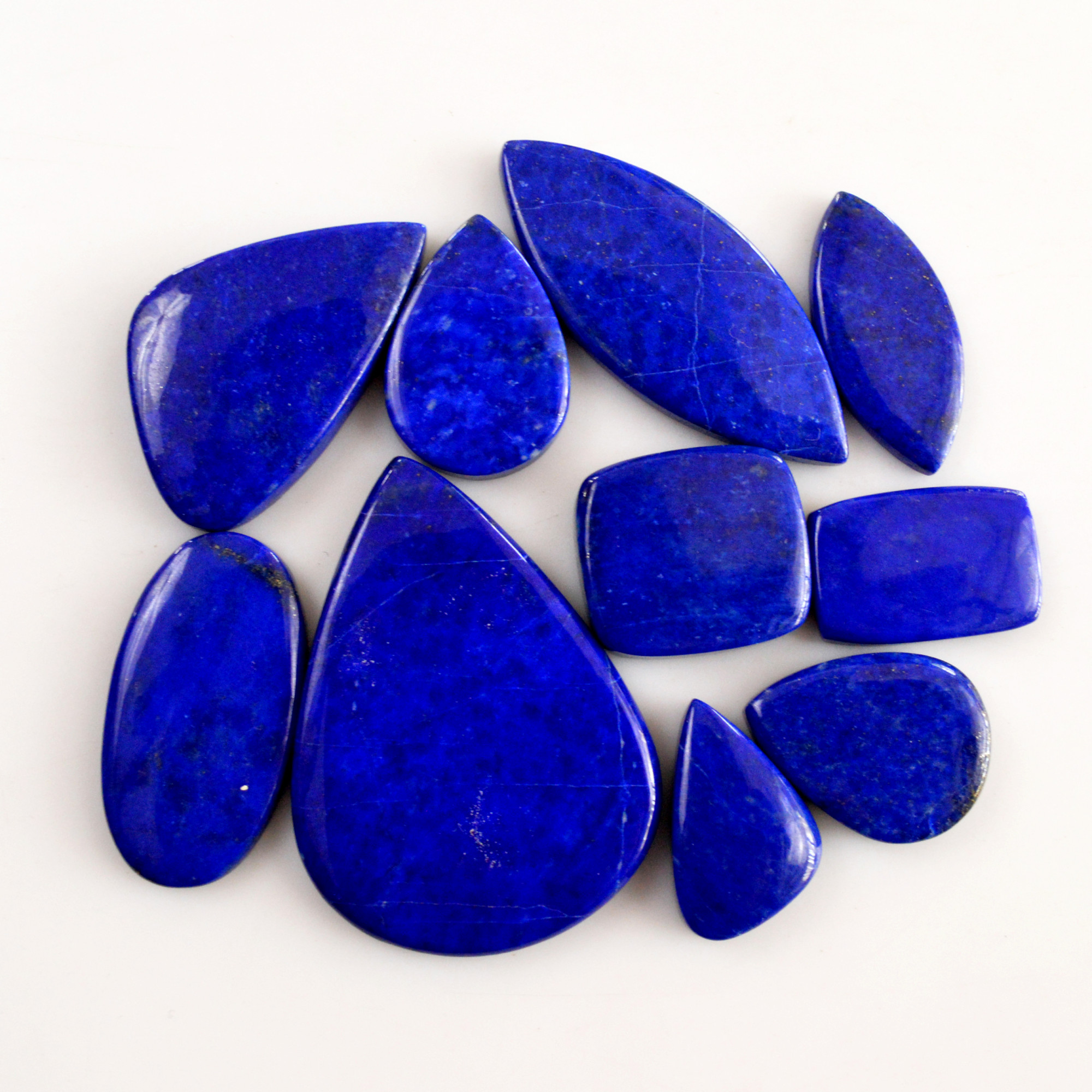 10 Pcs 268 Cts Natural Lapis Lazuli Cabochon Gemstone Lot For Jewelry Making 20x12-44x32mmR-14062