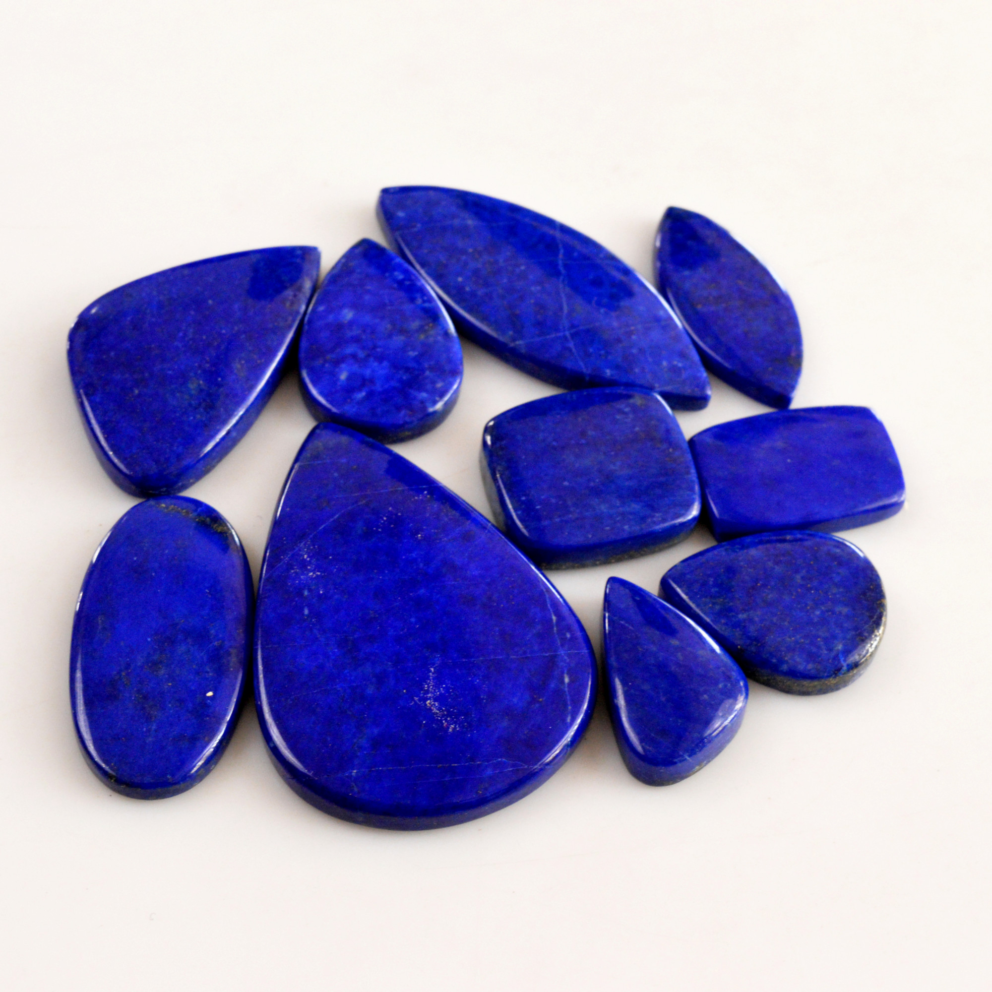 10 Pcs 268 Cts Natural Lapis Lazuli Cabochon Gemstone Lot For Jewelry Making 20x12-44x32mmR-14062