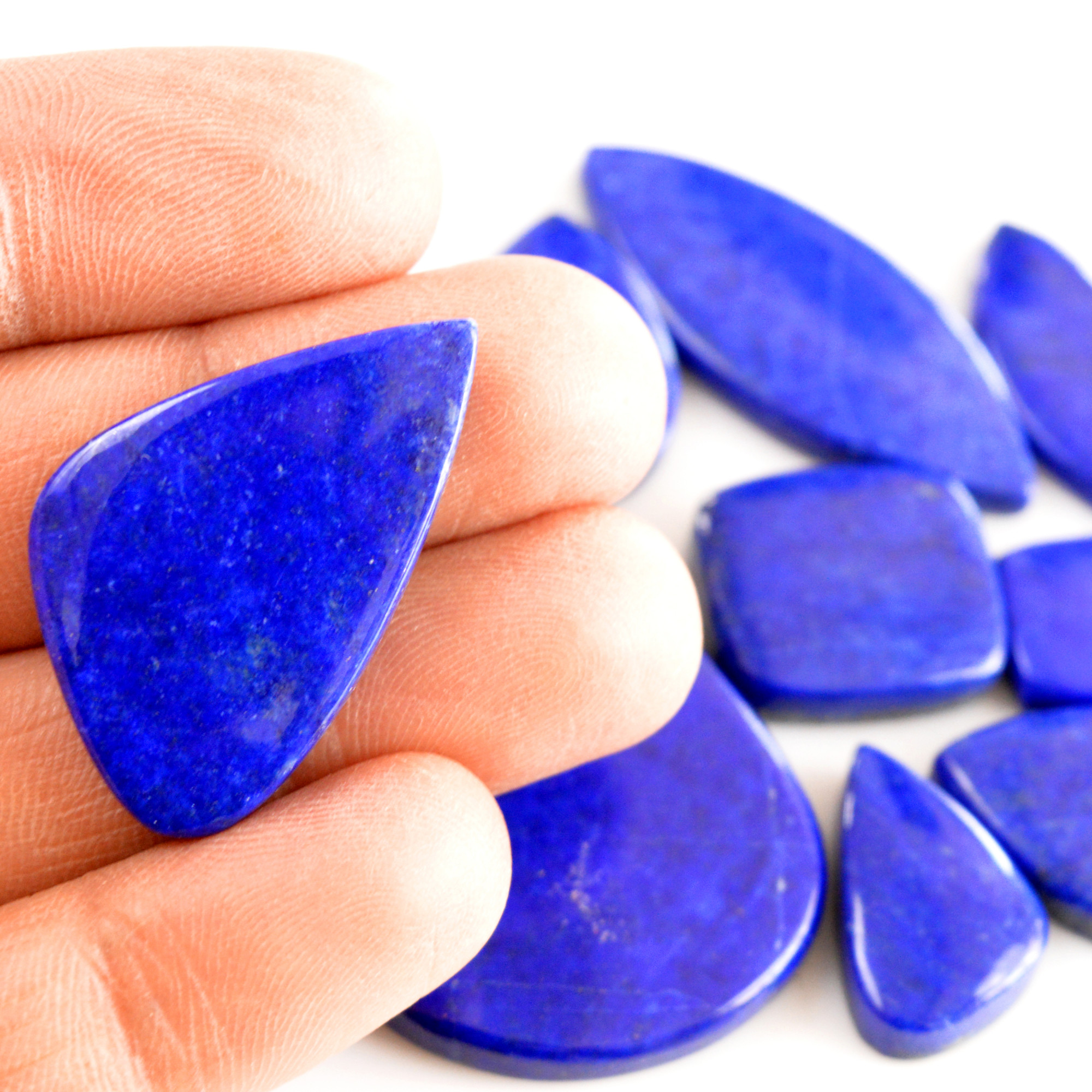 10 Pcs 268 Cts Natural Lapis Lazuli Cabochon Gemstone Lot For Jewelry Making 20x12-44x32mmR-14062