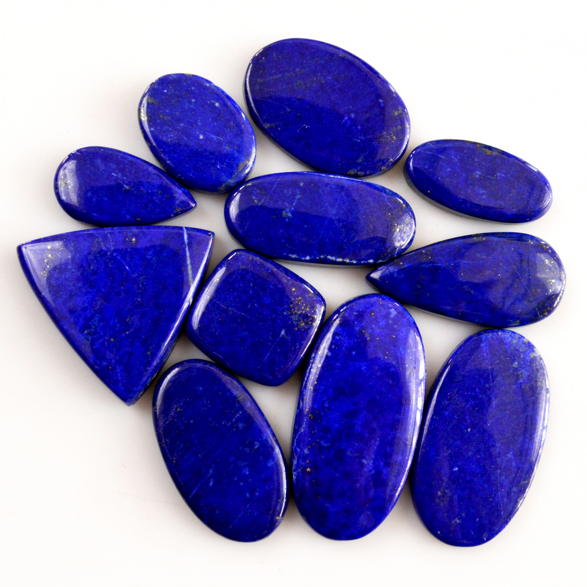 11 Pcs 239 Cts Natural Lapis Lazuli Cabochon Gemstone Lot For Jewelry Making 20x10-35x17mmR-14064