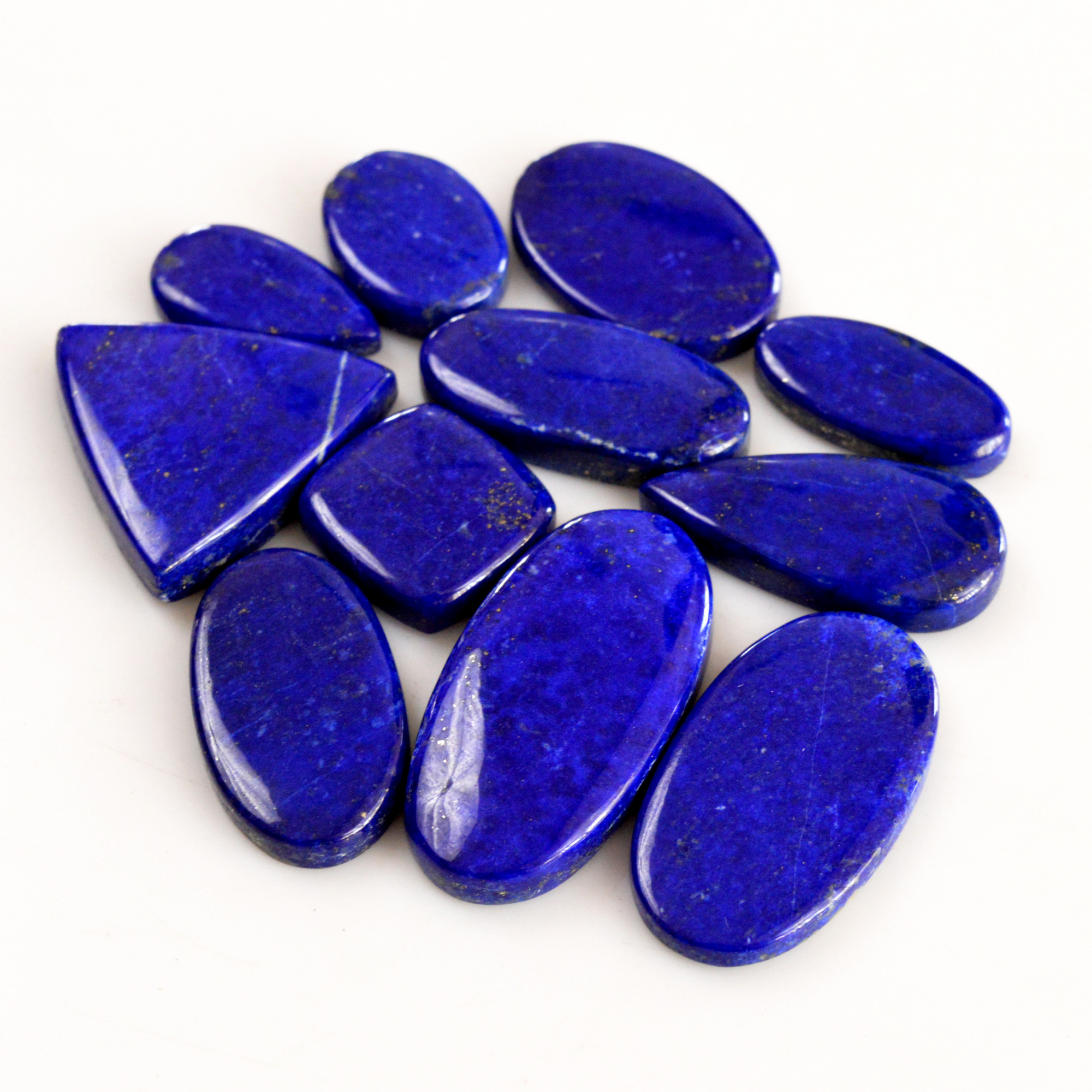 11 Pcs 239 Cts Natural Lapis Lazuli Cabochon Gemstone Lot For Jewelry Making 20x10-35x17mmR-14064