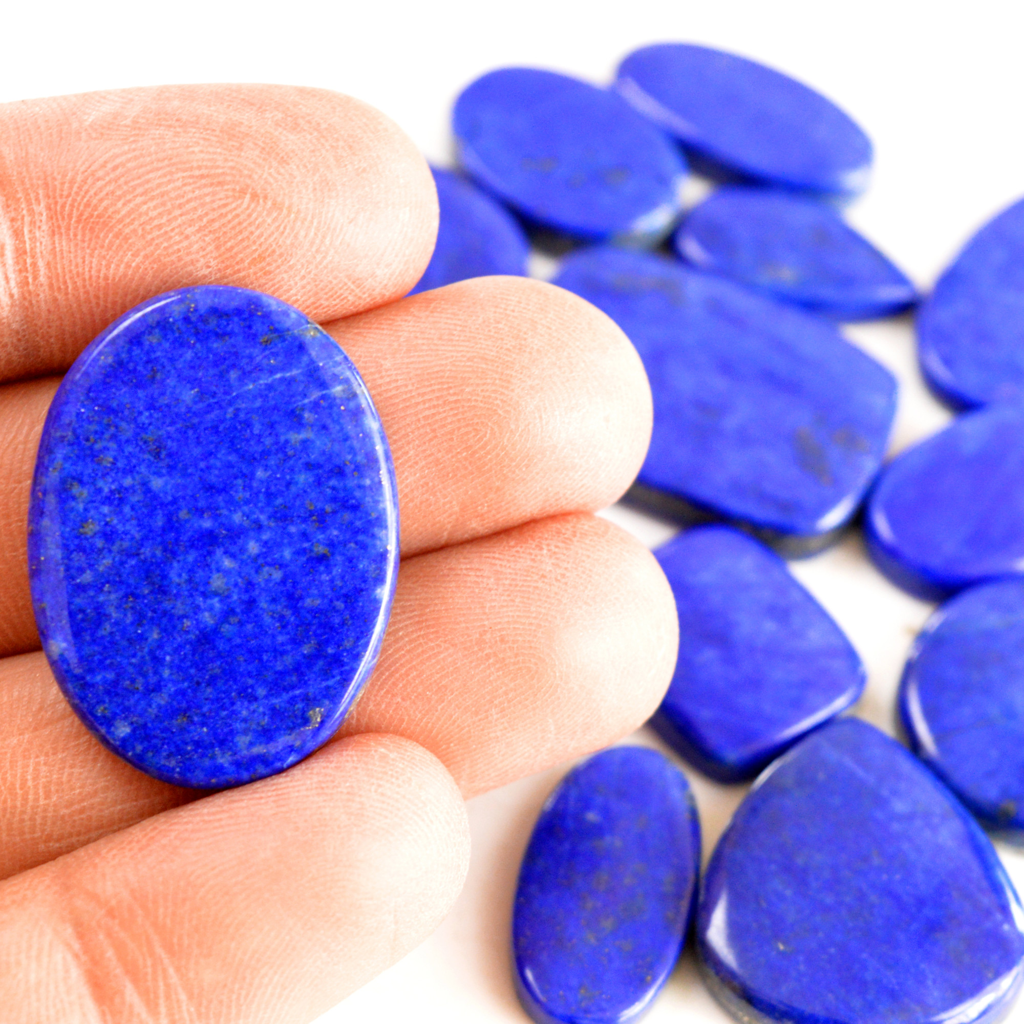 15 Pcs 352 Cts Natural Lapis Lazuli Cabochon Gemstone Lot For Jewelry Making 19x11-32x22mmR-14065