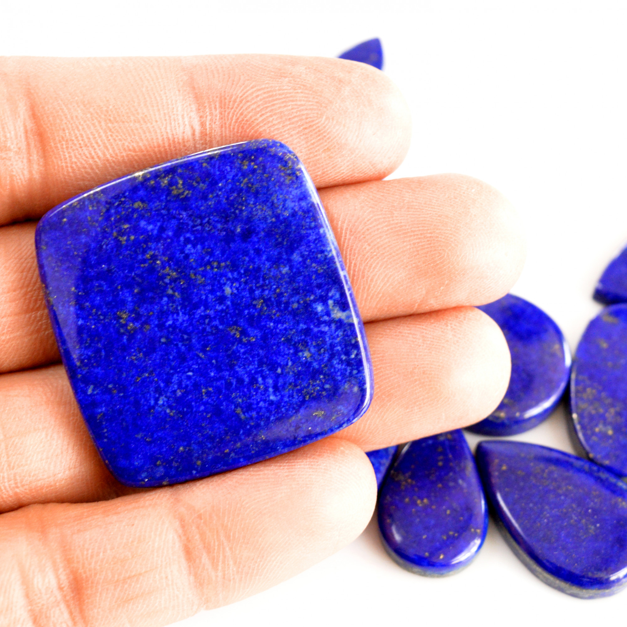 15 Pcs 350 Cts Natural Lapis Lazuli Cabochon Gemstone Lot For Jewelry Making 17x13-36x34mmR-14066