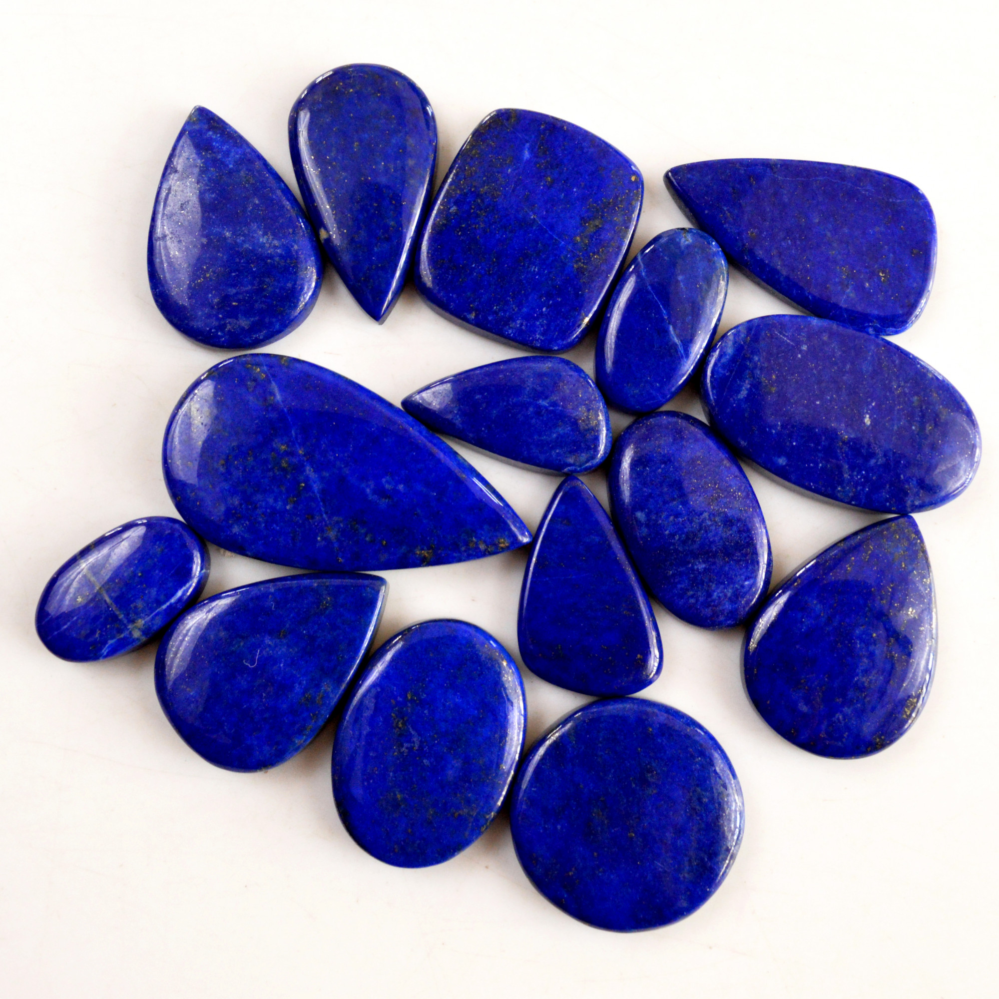 15 Pcs 306 Cts Natural Lapis Lazuli Cabochon Gemstone Lot For Jewelry Making 19x10-37x19mmR-14067