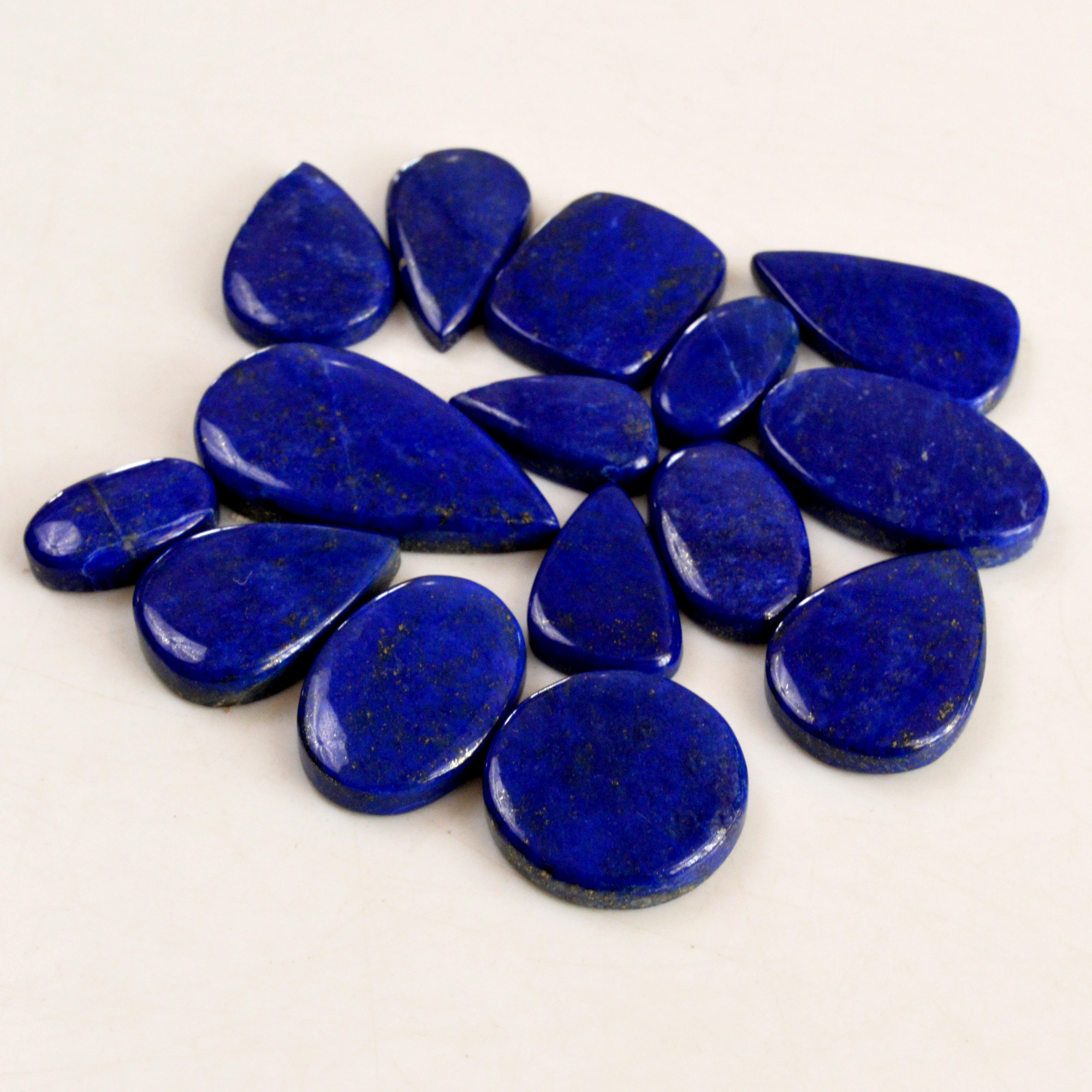 15 Pcs 306 Cts Natural Lapis Lazuli Cabochon Gemstone Lot For Jewelry Making 19x10-37x19mmR-14067