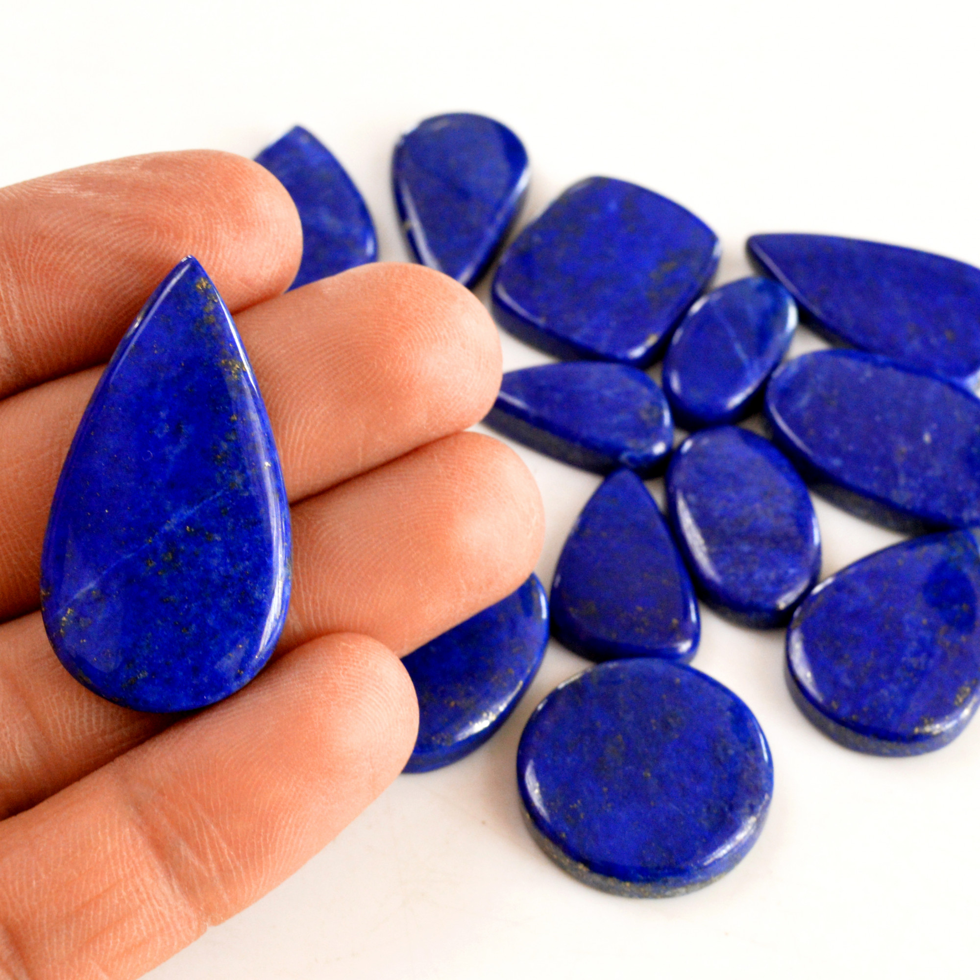 15 Pcs 306 Cts Natural Lapis Lazuli Cabochon Gemstone Lot For Jewelry Making 19x10-37x19mmR-14067