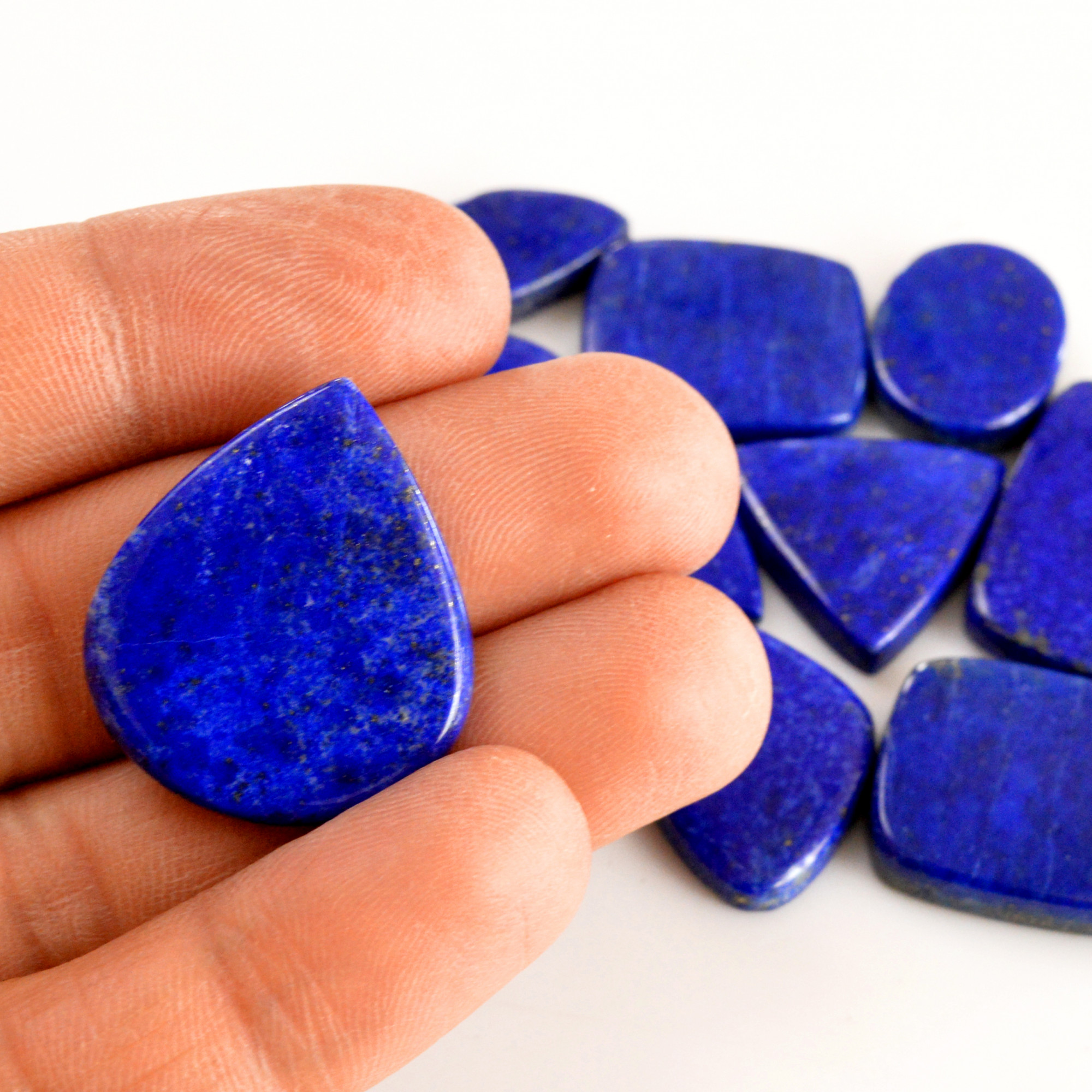 11 Pcs 270 Cts Natural Lapis Lazuli Cabochon Gemstone Lot For Jewelry Making 19x13-27x23mmR-14068