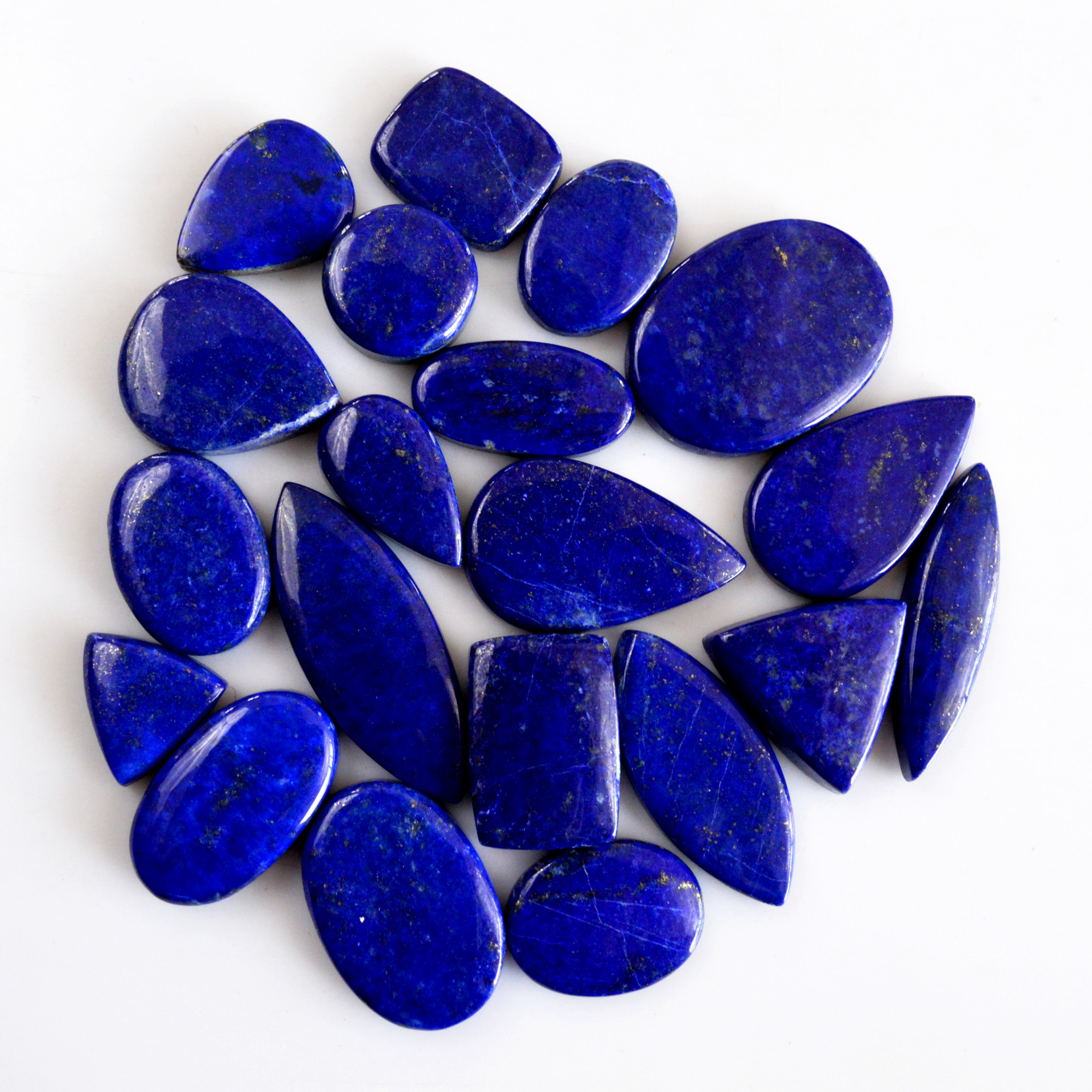 20 Pcs 319 Cts Natural Lapis Lazuli Cabochon Gemstone Lot For Jewelry Making 13x12-28x20mmR-14072