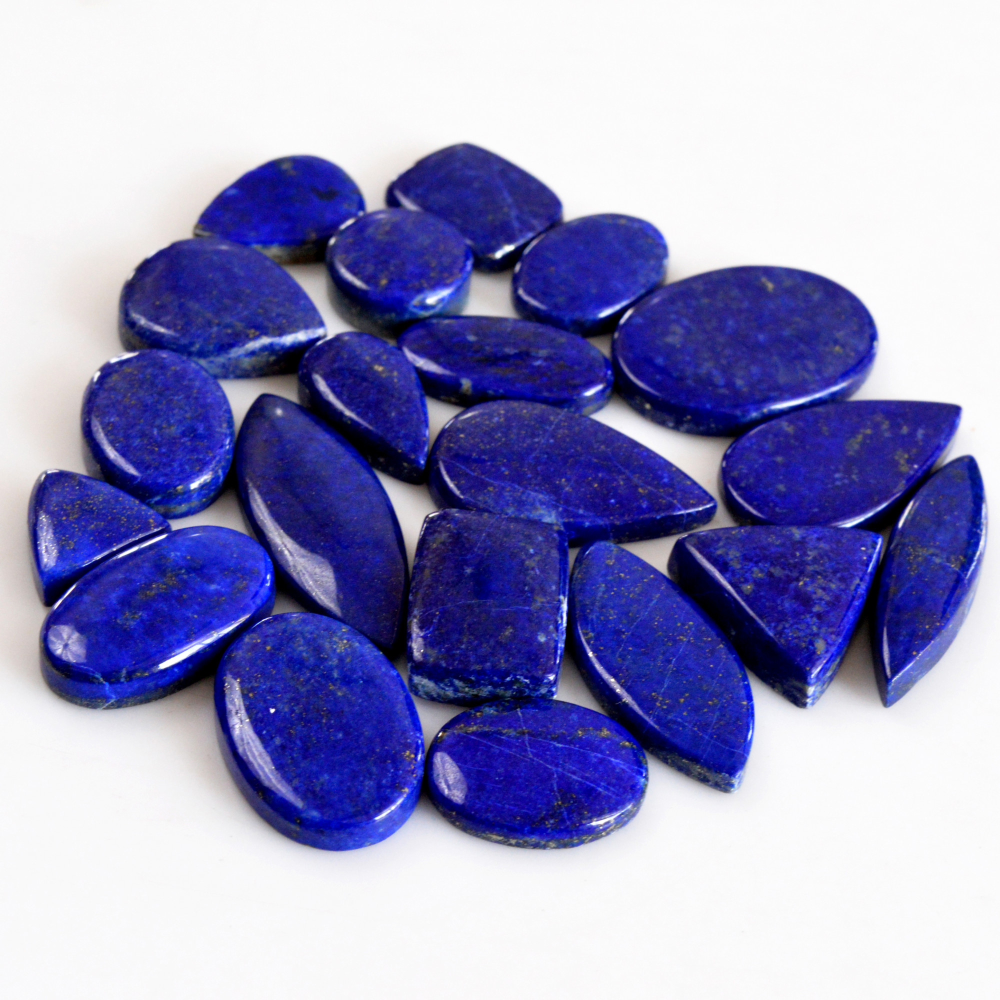 20 Pcs 319 Cts Natural Lapis Lazuli Cabochon Gemstone Lot For Jewelry Making 13x12-28x20mmR-14072