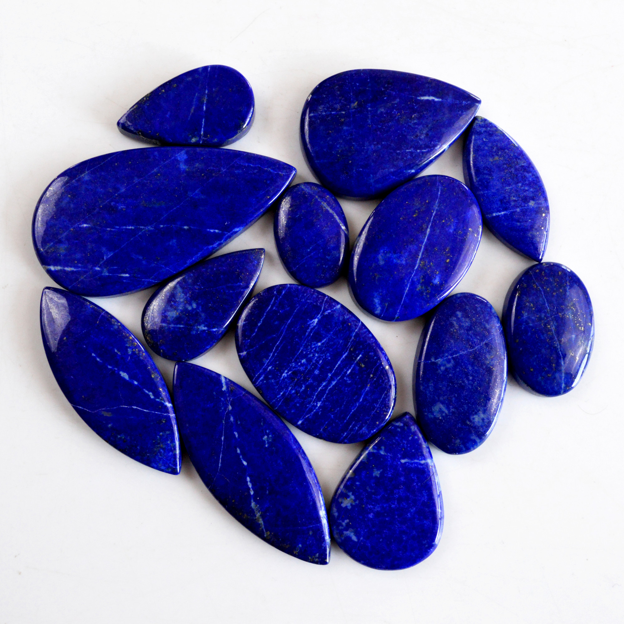 13 Pcs 315 Cts Natural Lapis Lazuli Cabochon Gemstone Lot For Jewelry Making 17x12-45x23mmR-14073