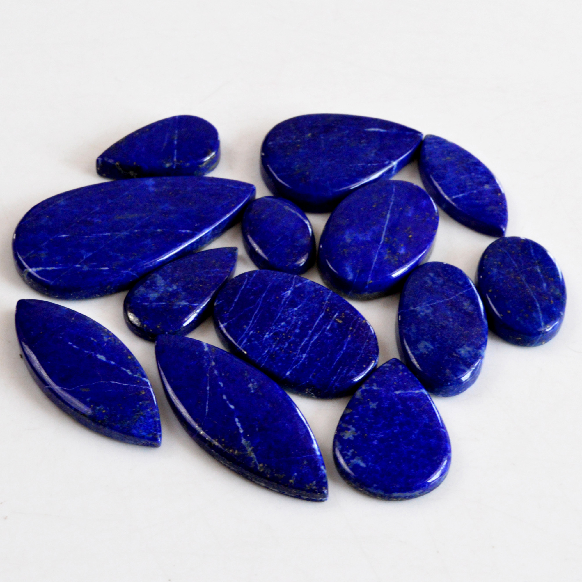 13 Pcs 315 Cts Natural Lapis Lazuli Cabochon Gemstone Lot For Jewelry Making 17x12-45x23mmR-14073