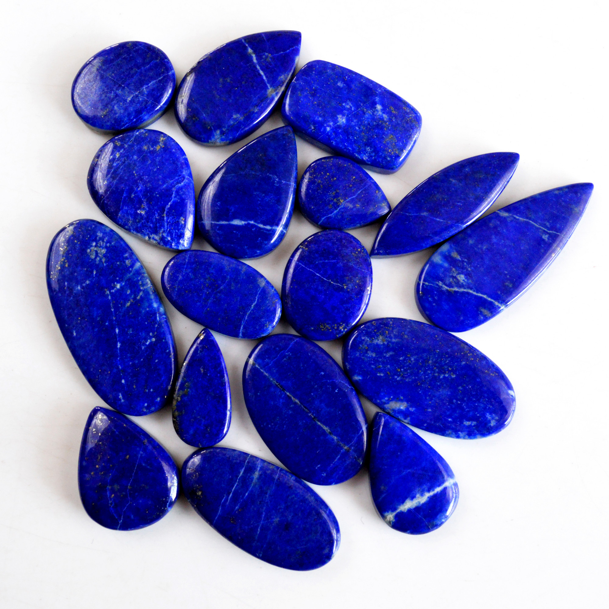 17 Pcs 295 Cts Natural Lapis Lazuli Cabochon Gemstone Lot For Jewelry Making 15x11-36x14mmR-14077